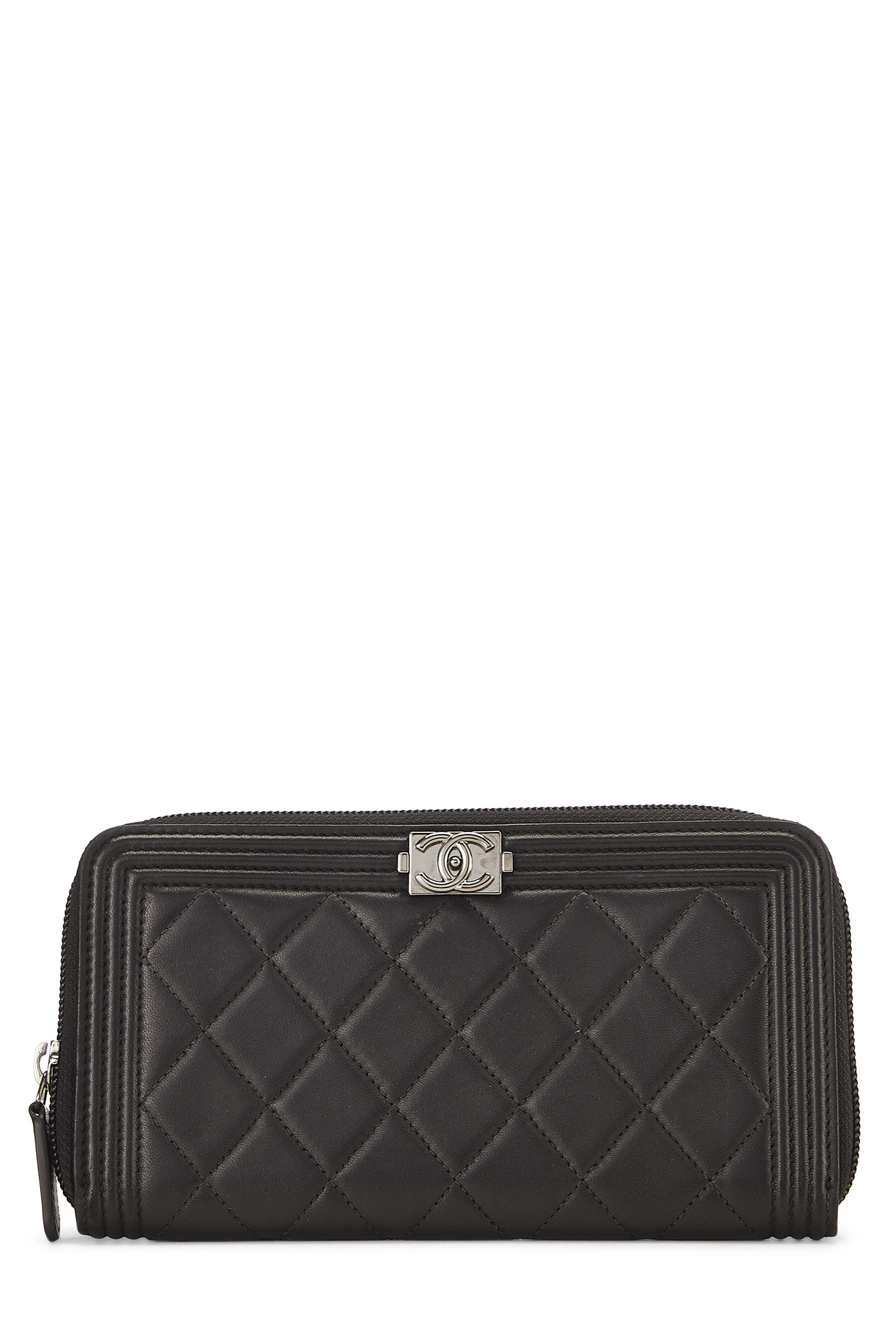 Chanel Black Quilted Lambskin Boy Zip-Around Wallet Q6A3LS0FKB003