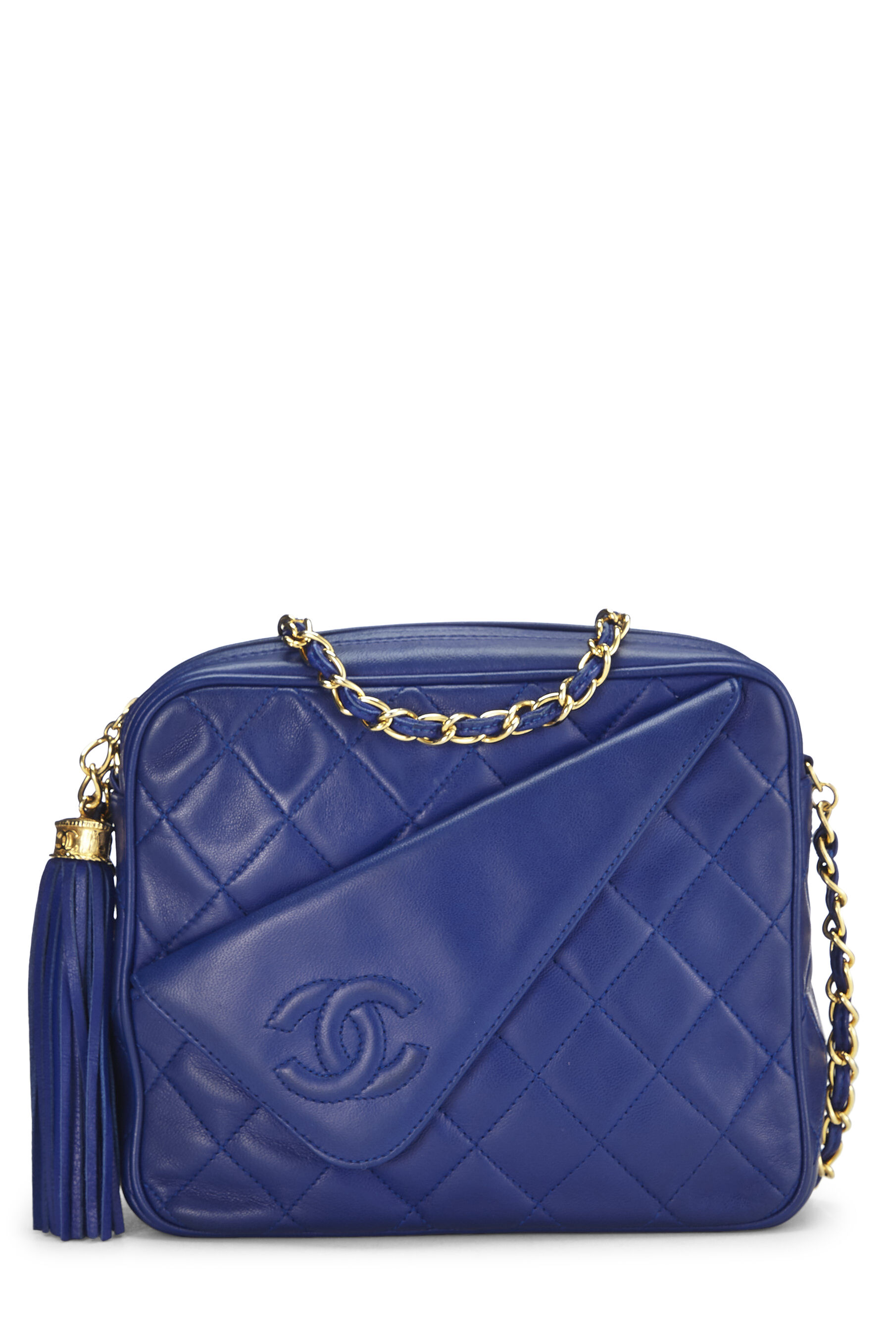 Chanel - Blue Lambskin Diagonal Camera Bag Small