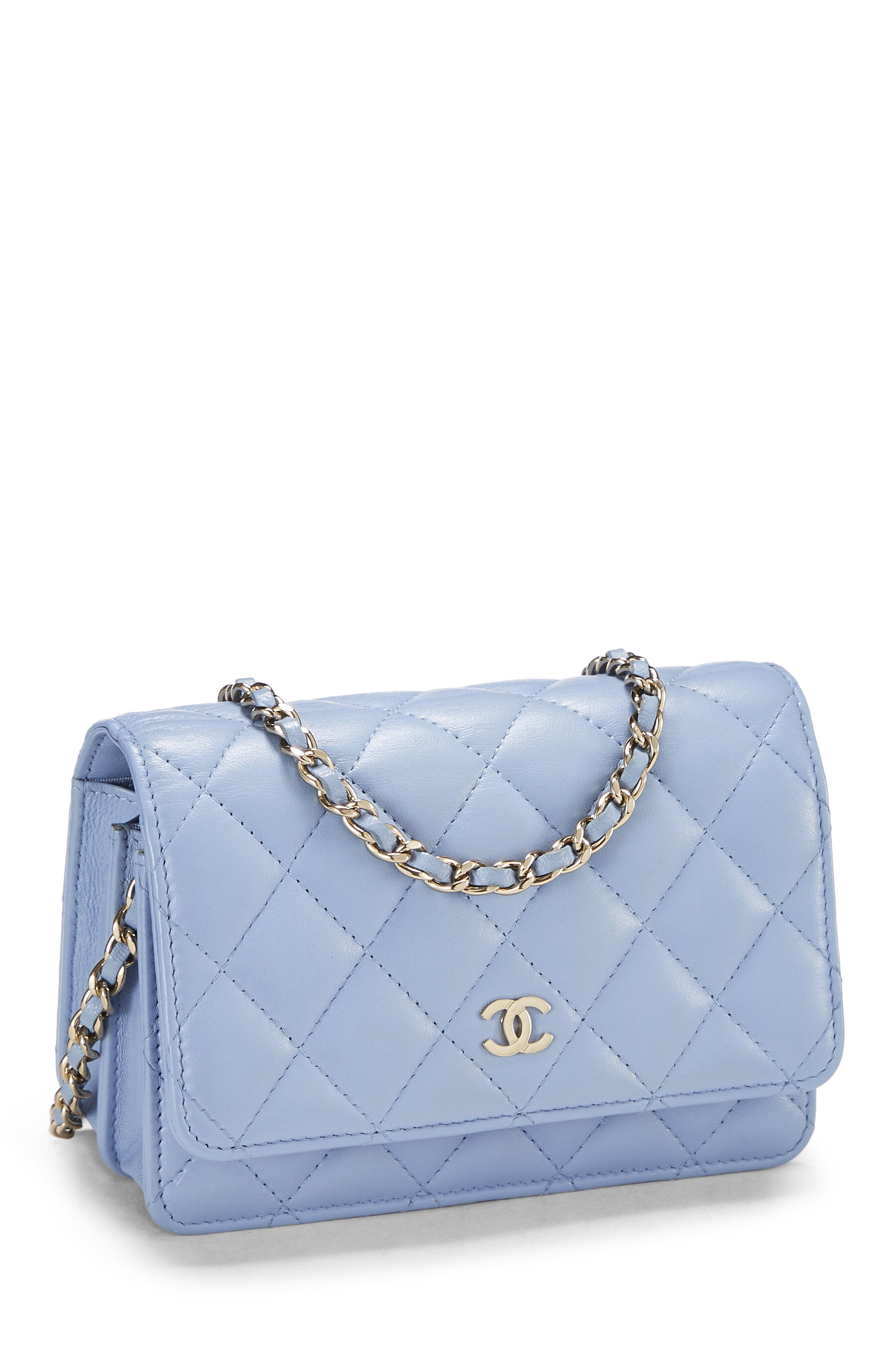 Chanel Blue Quilted Lambskin Classic Wallet On Chain (WOC) Mini