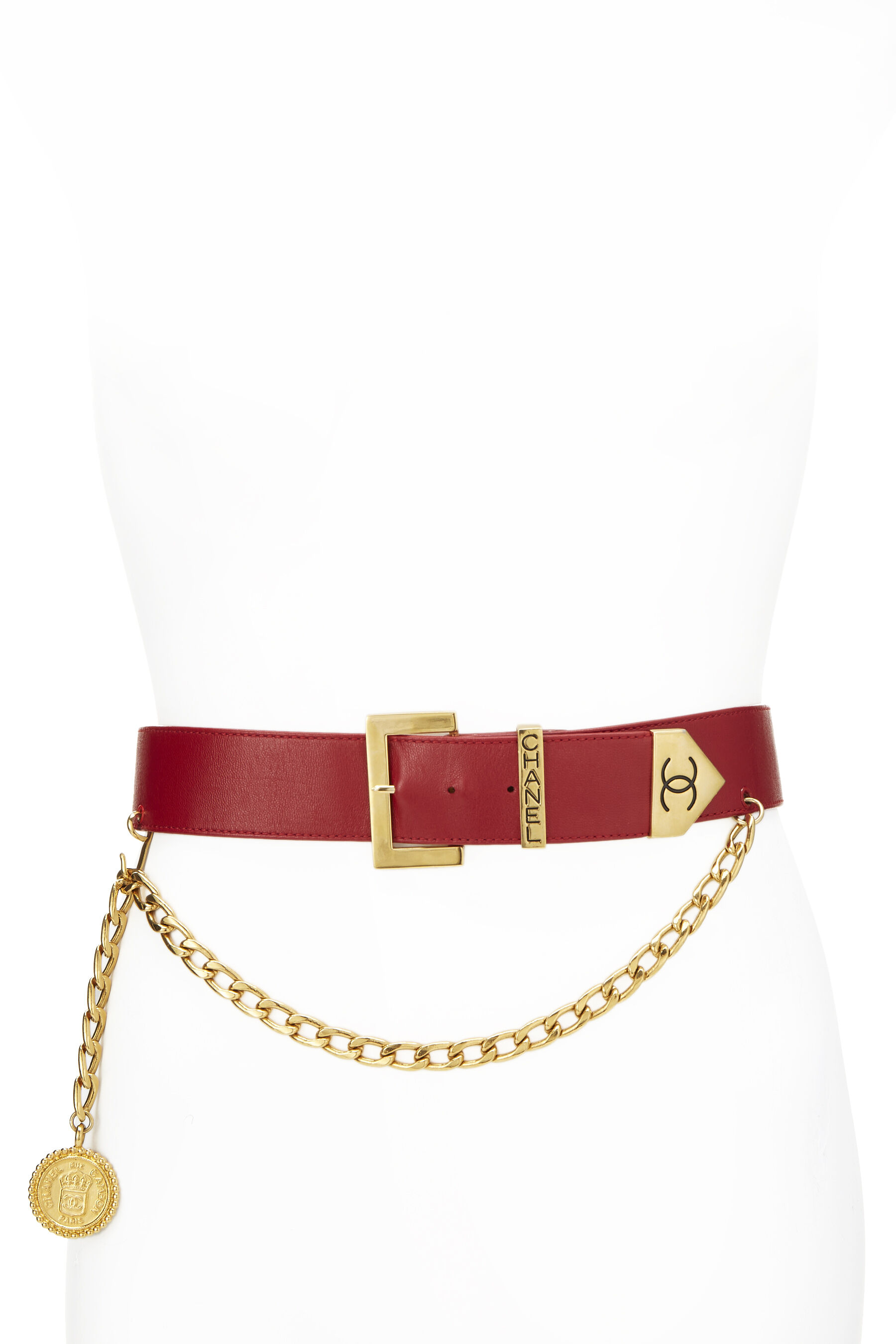 Chanel Red Leather Waist Belt 85 Q6A03D1LRB000