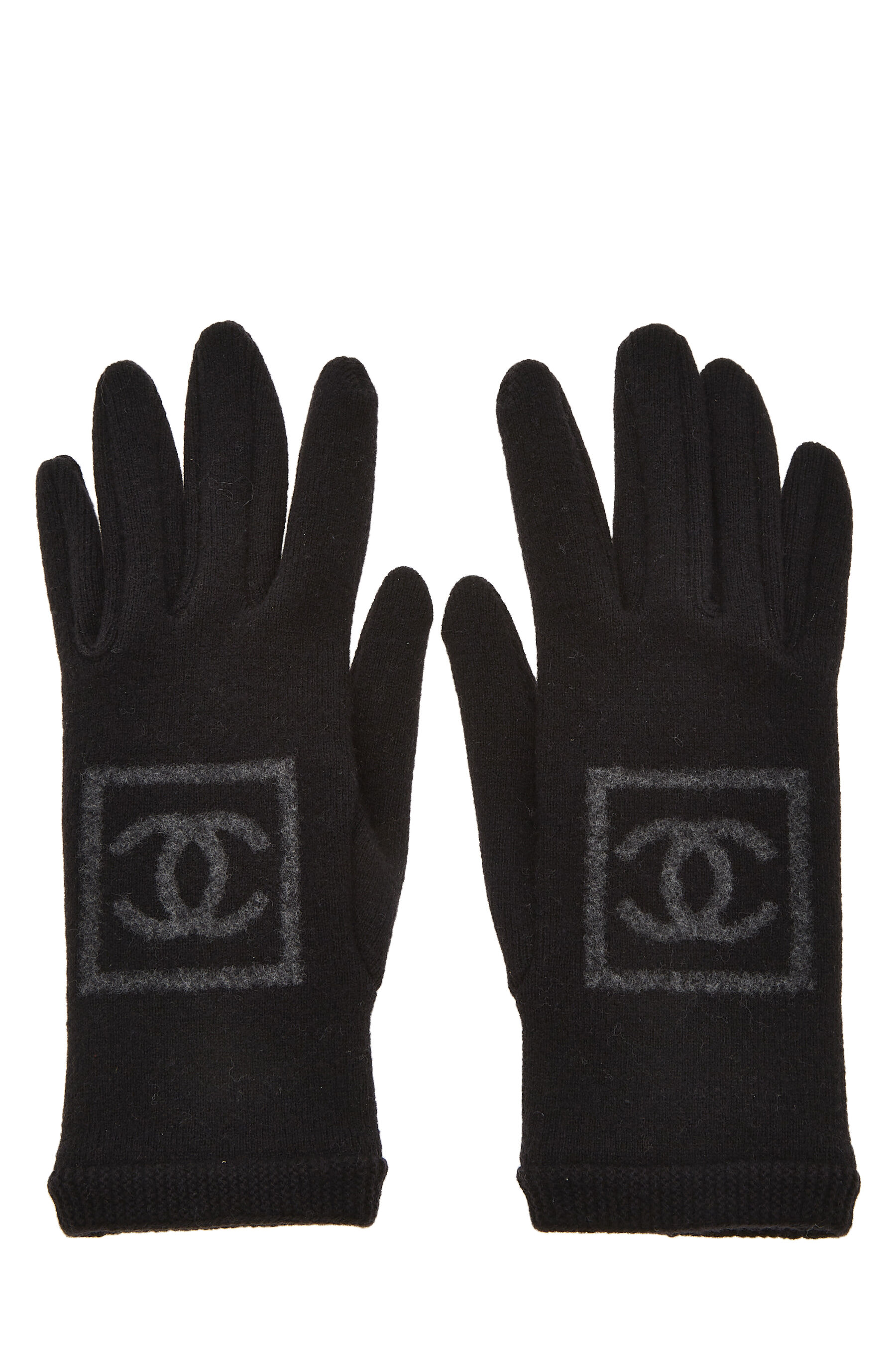 Pre-owned Chanel Black Wool 'cc' Sportline Gloves