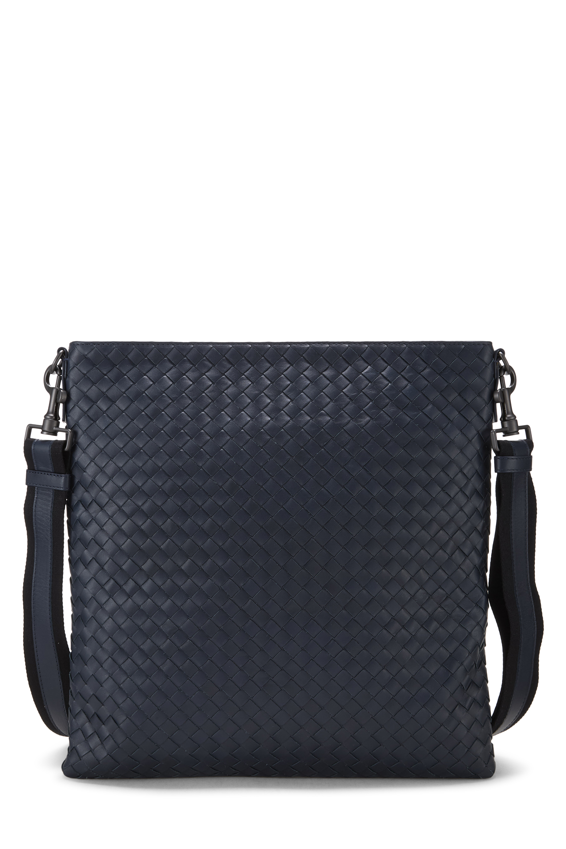Intrecciato Leather Flat Messenger Bag