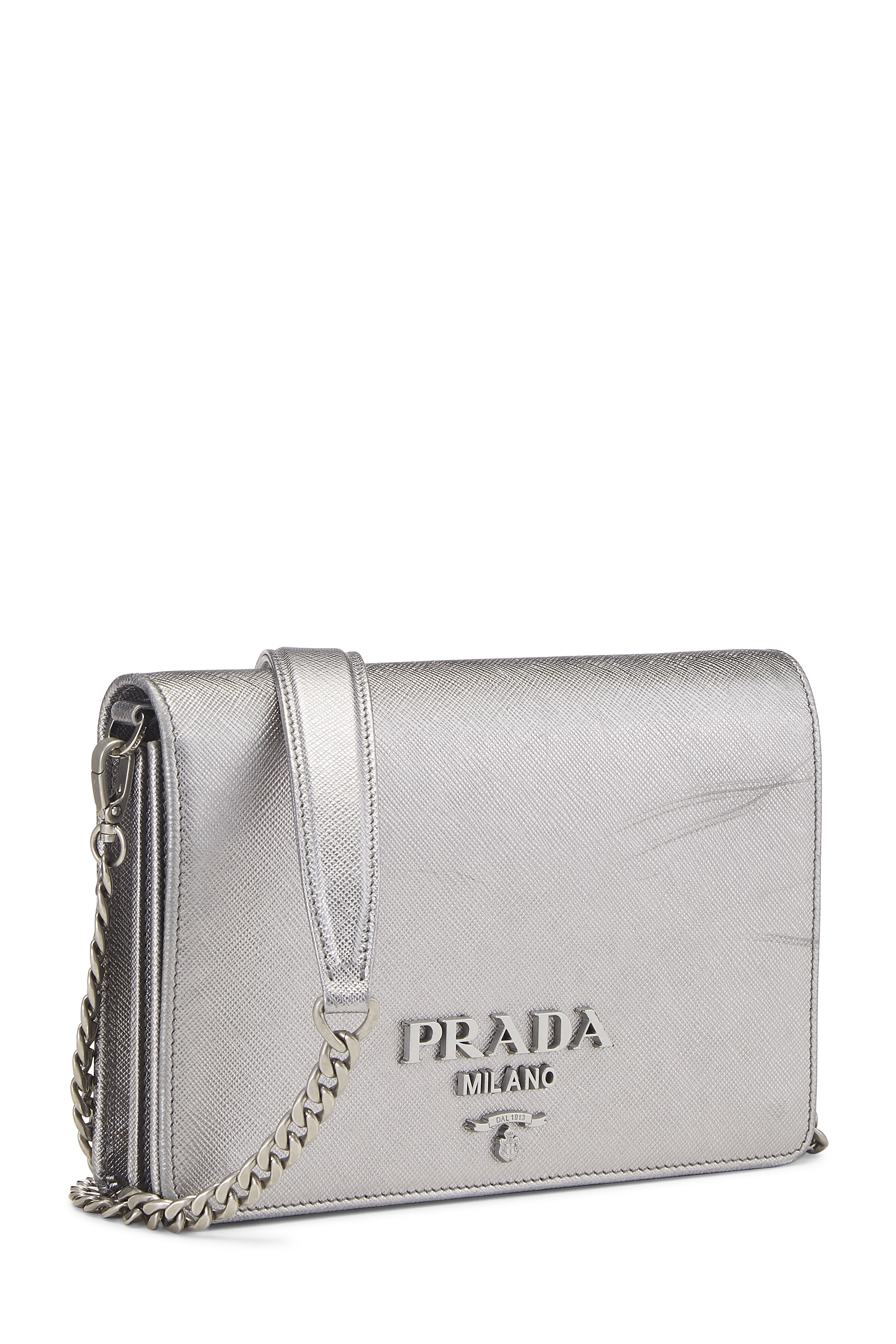 prada silver wallet