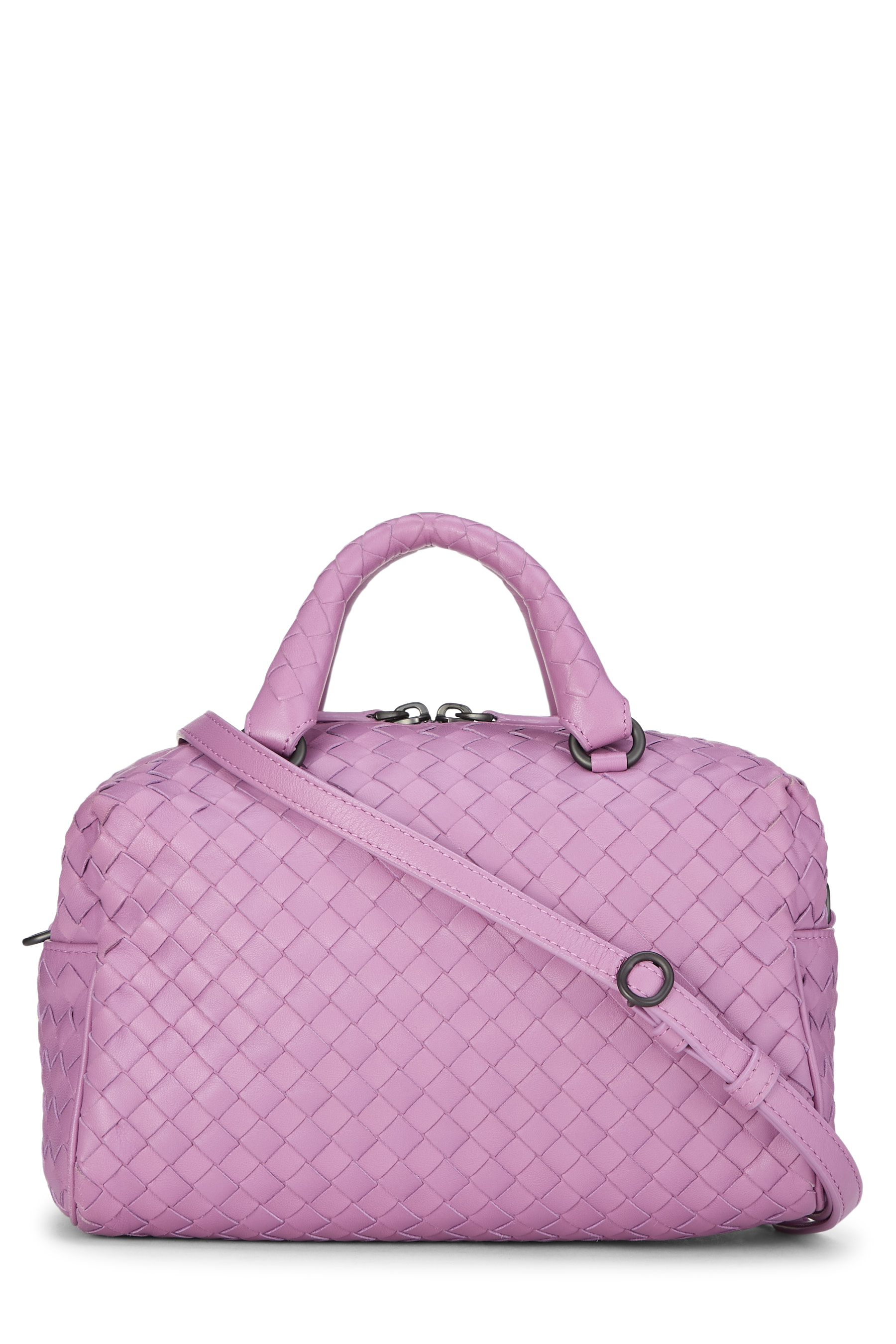 Pre-Owned Purple Intrecciato Leather Boston Bag Q1B04J1EUB000