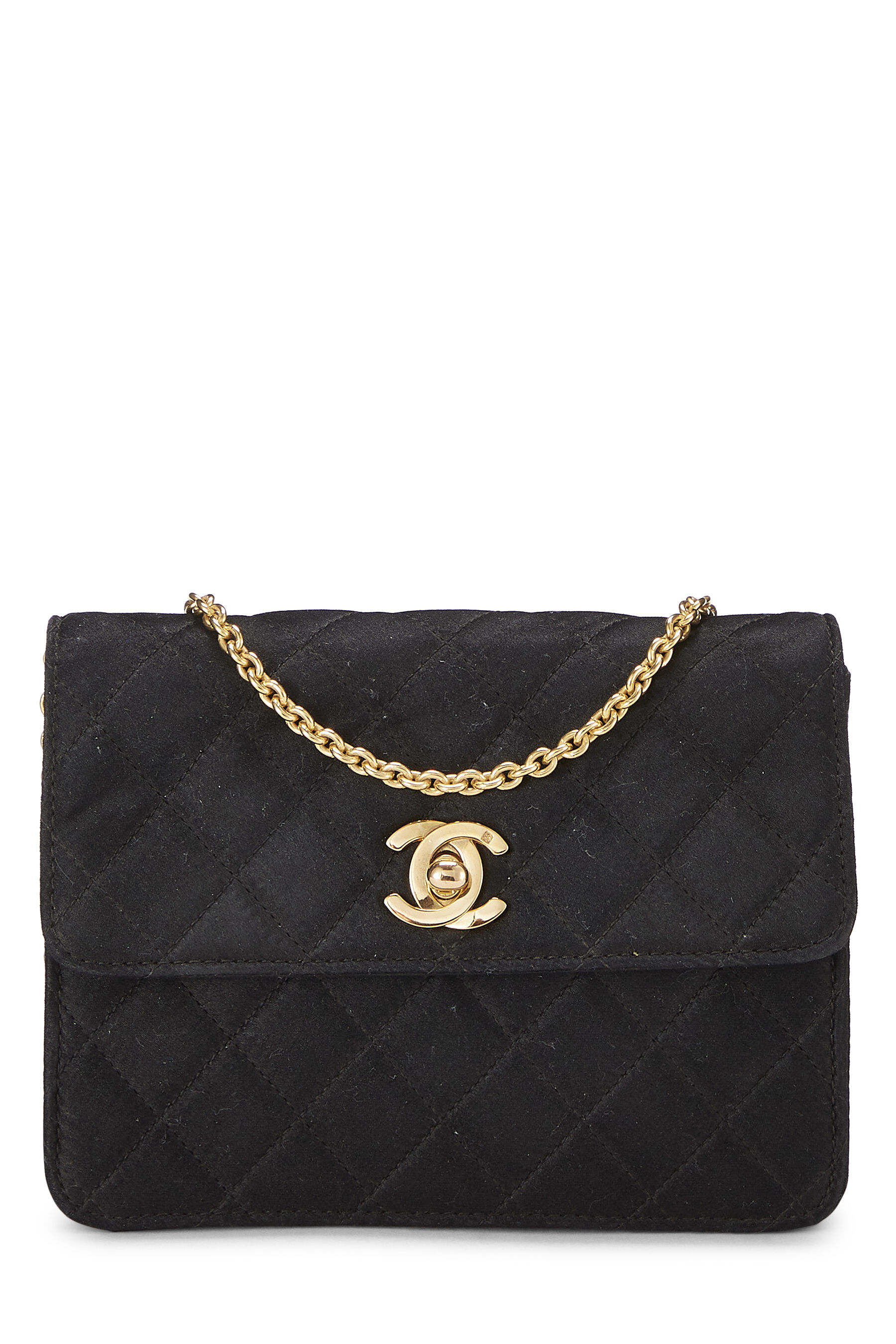 Chanel - Black Quilted Satin Half Flap Micro