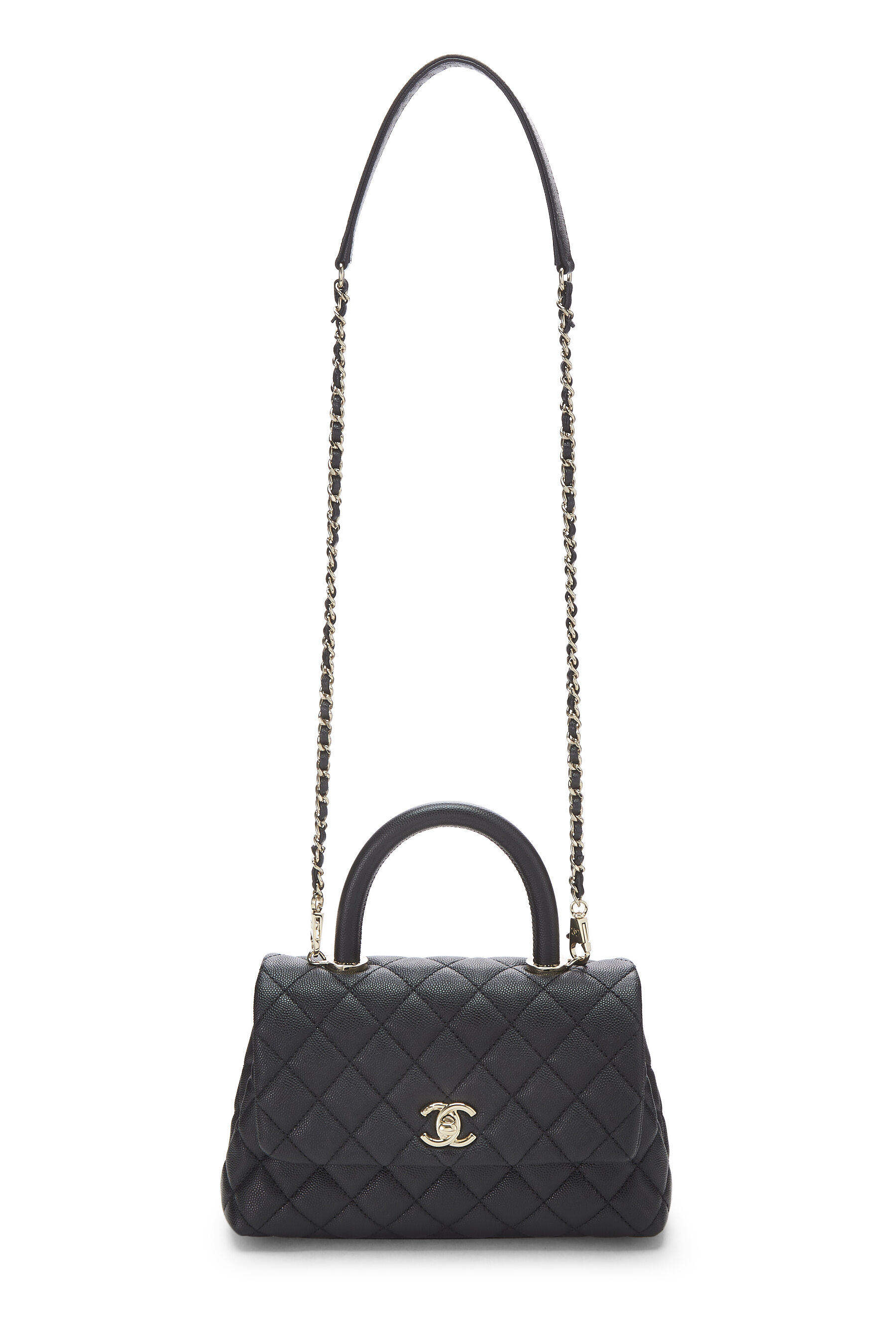 Chanel Medium Coco Handle Flap Bag Black Quilted Caviar/Black