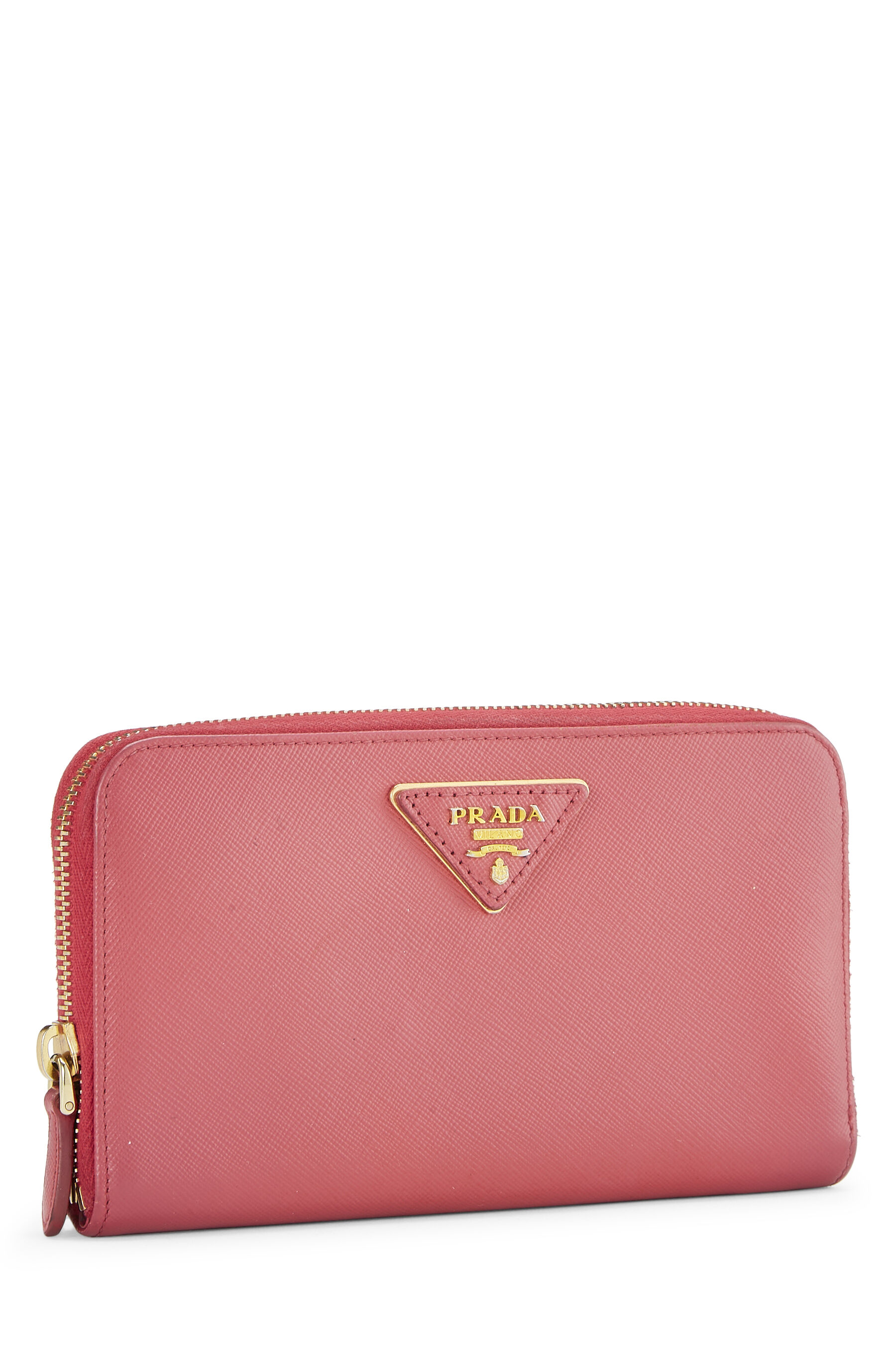 Prada Peonia Pink Large Saffiano Leather Wallet Zip Around Wallet 1ML506.  BNIB