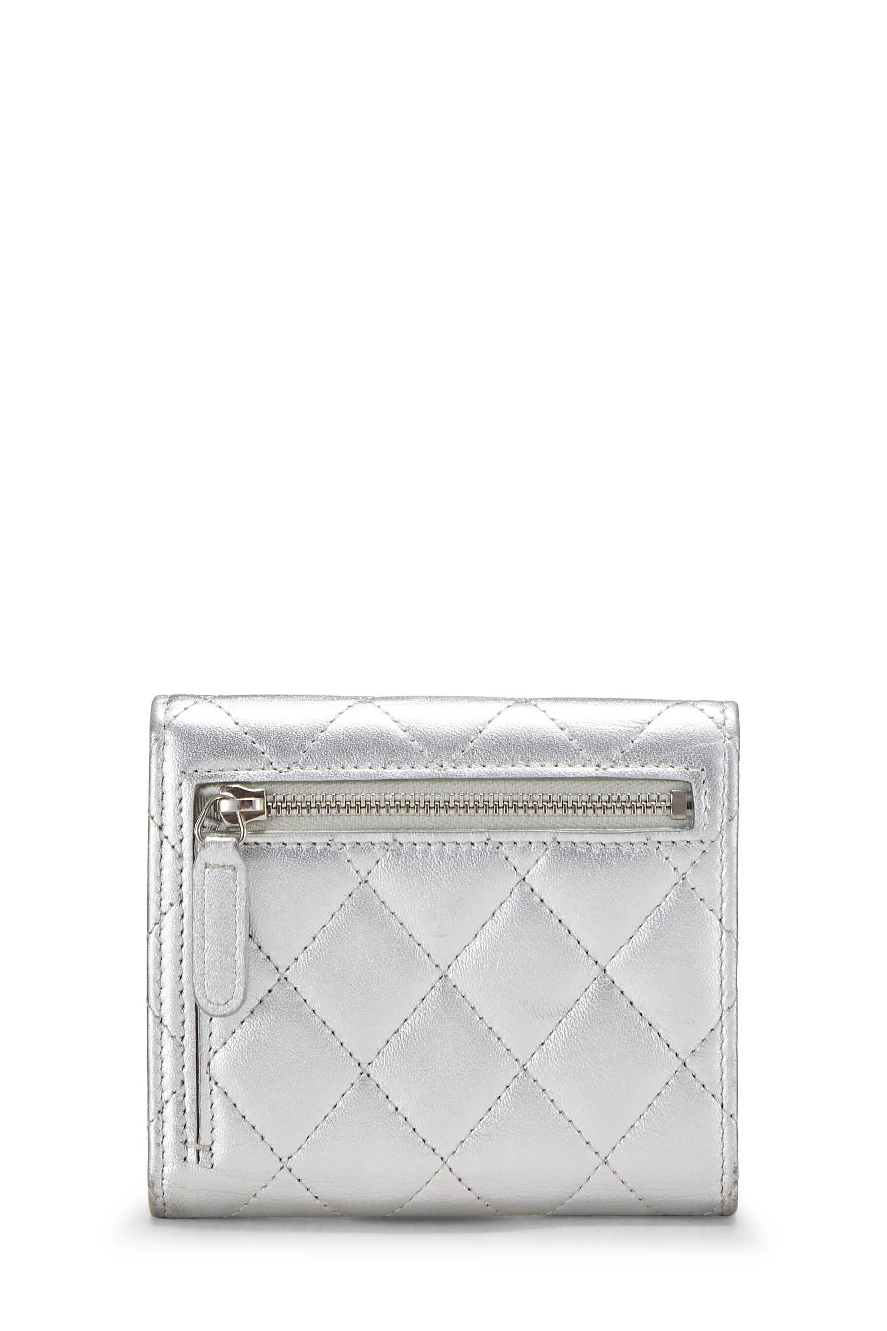 Chanel Silver Lambskin Classic Flap Card Holder Q6A3EO1IVB000