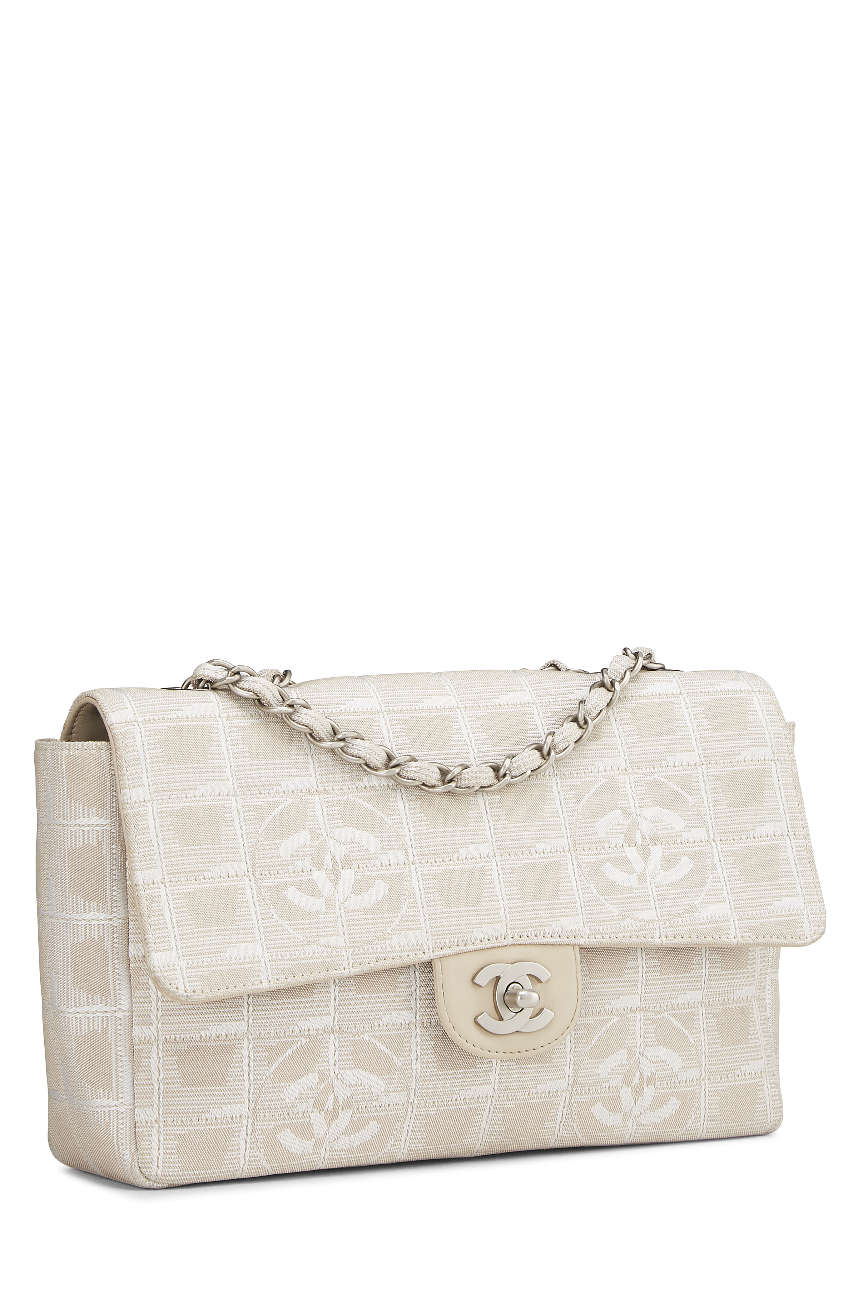Chanel Beige Cube Quilted Printed Fabric Medium CC Travel Line