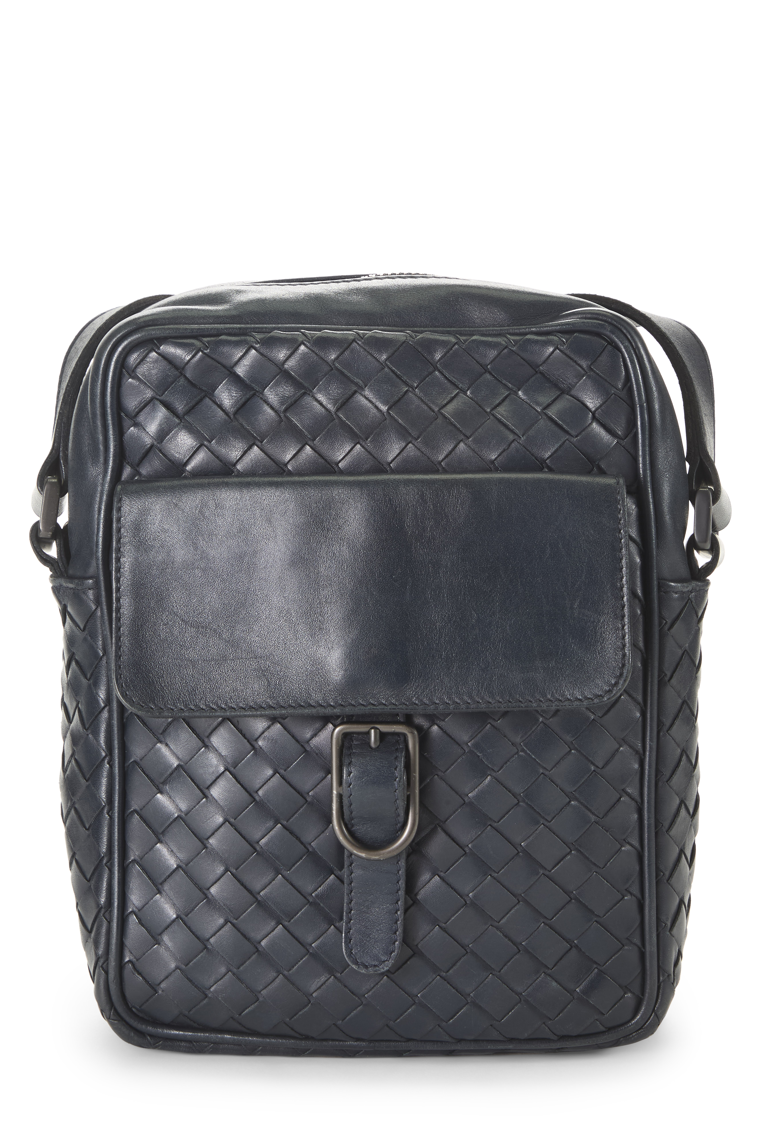 Black Intrecciato Leather Crossbody Small