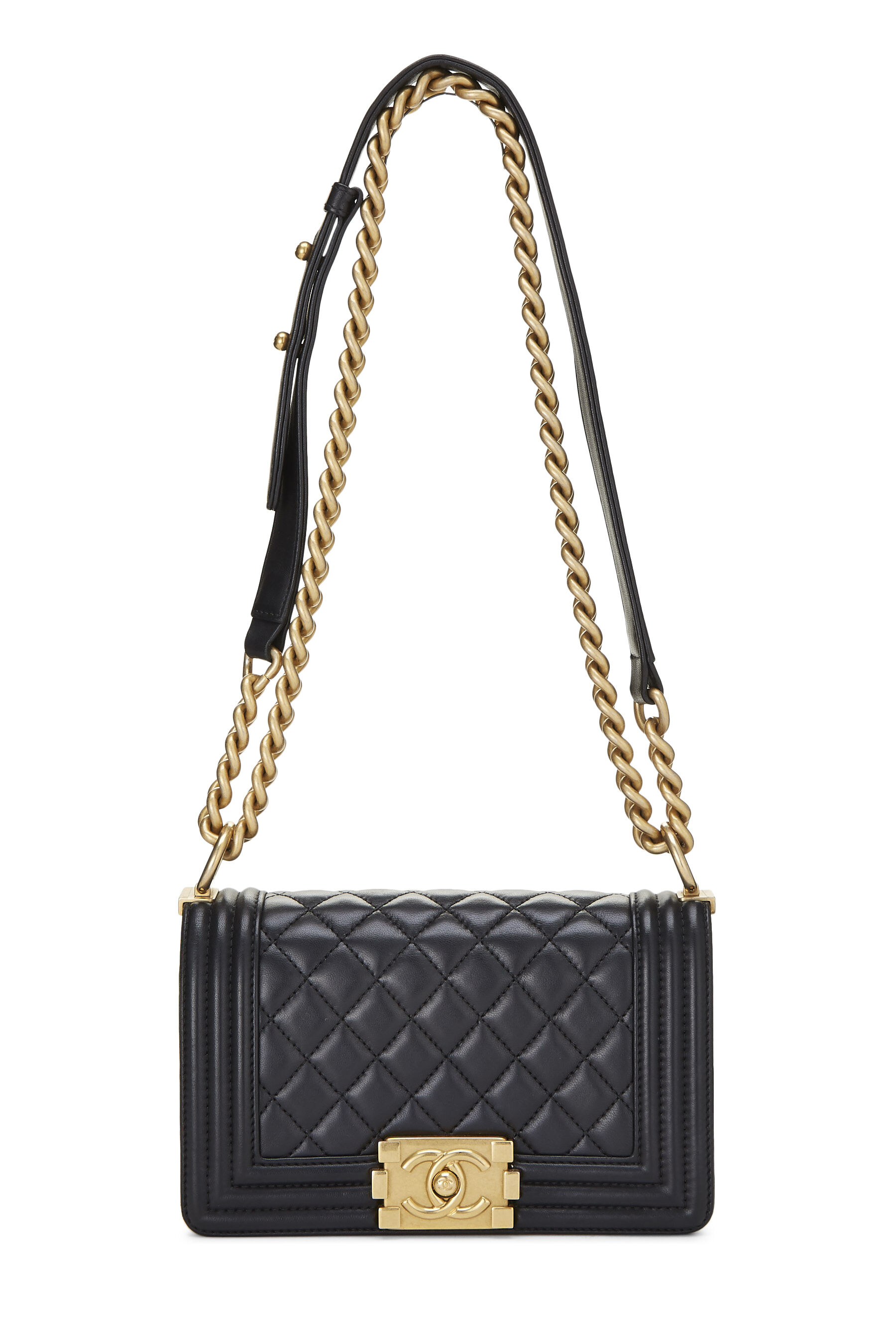 Chanel Black Quilted Lambskin Boy Bag Small Q6B01A1IK7022