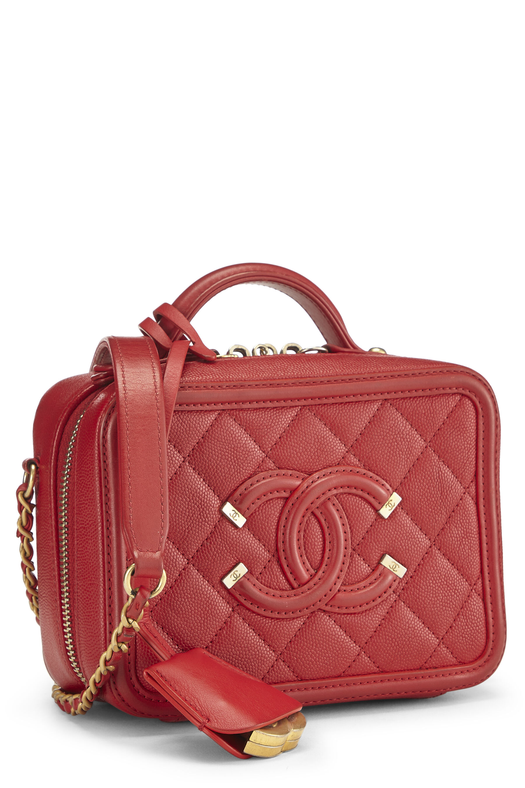 Chanel Small Filigree Vanity Case Red - ShopStyle Satchels & Top