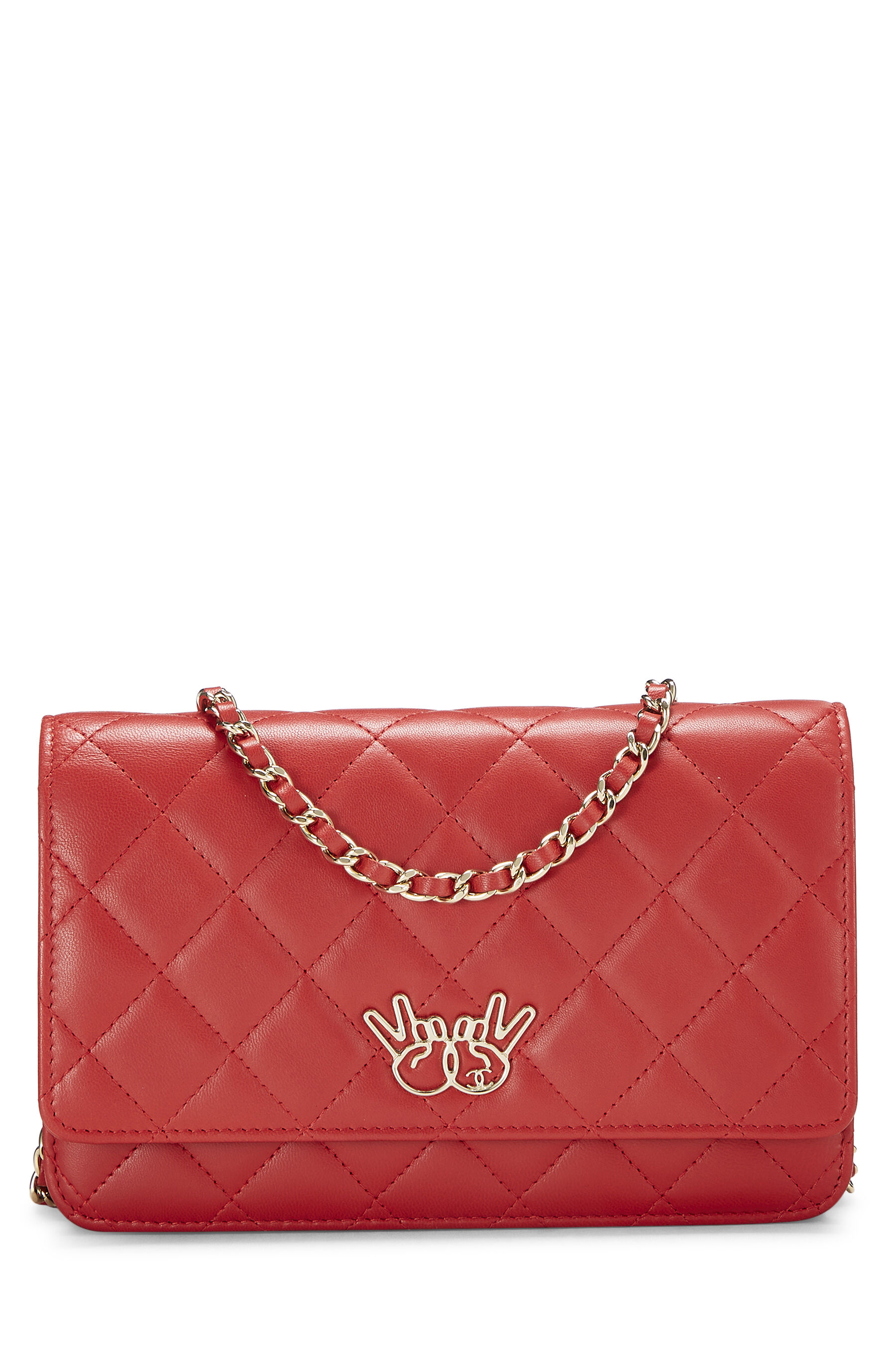 Chanel Red Quilted Lambskin Emoticon Wallet on Chain (WOC