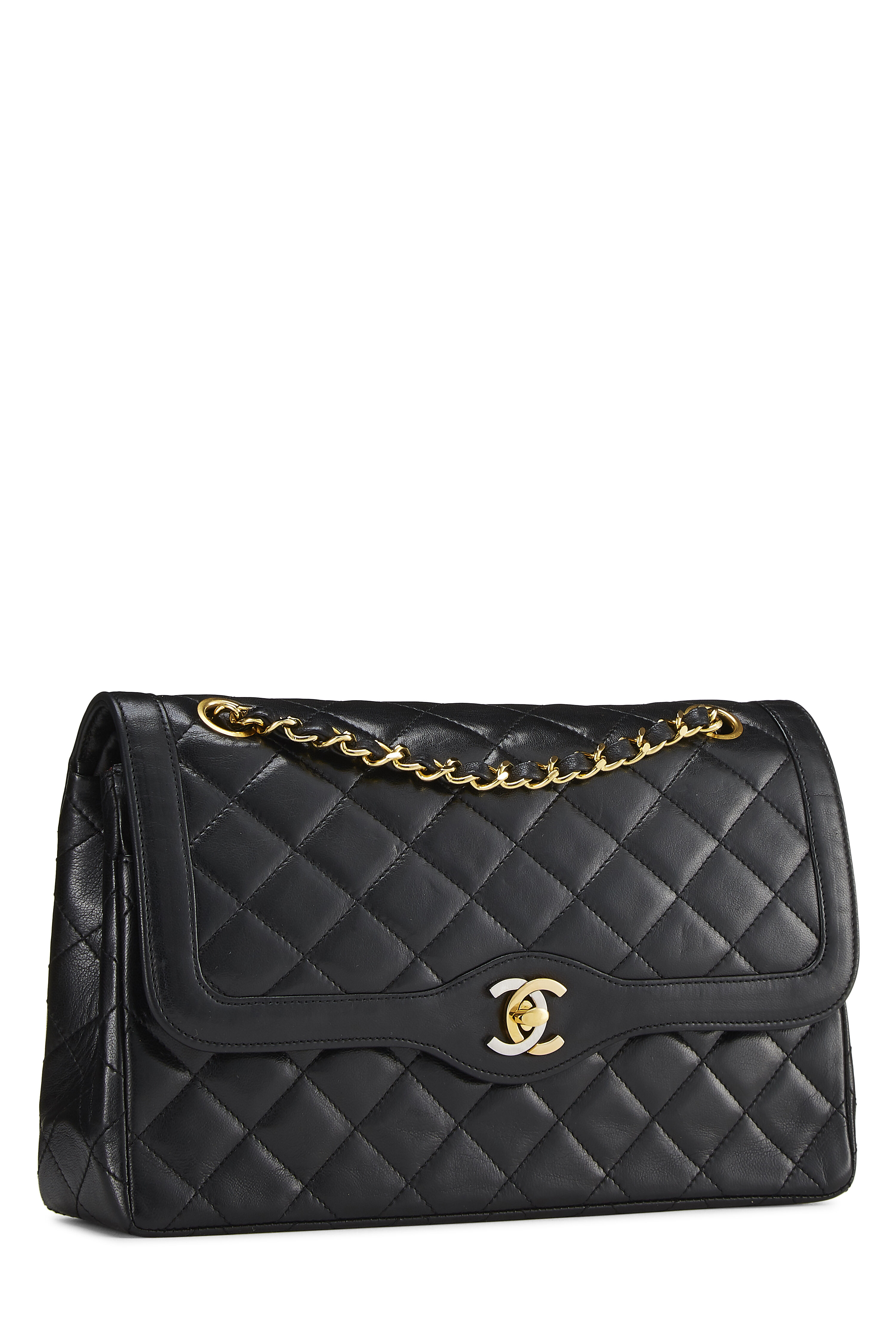 Chanel Black Lambskin Paris Limited Double Flap Large