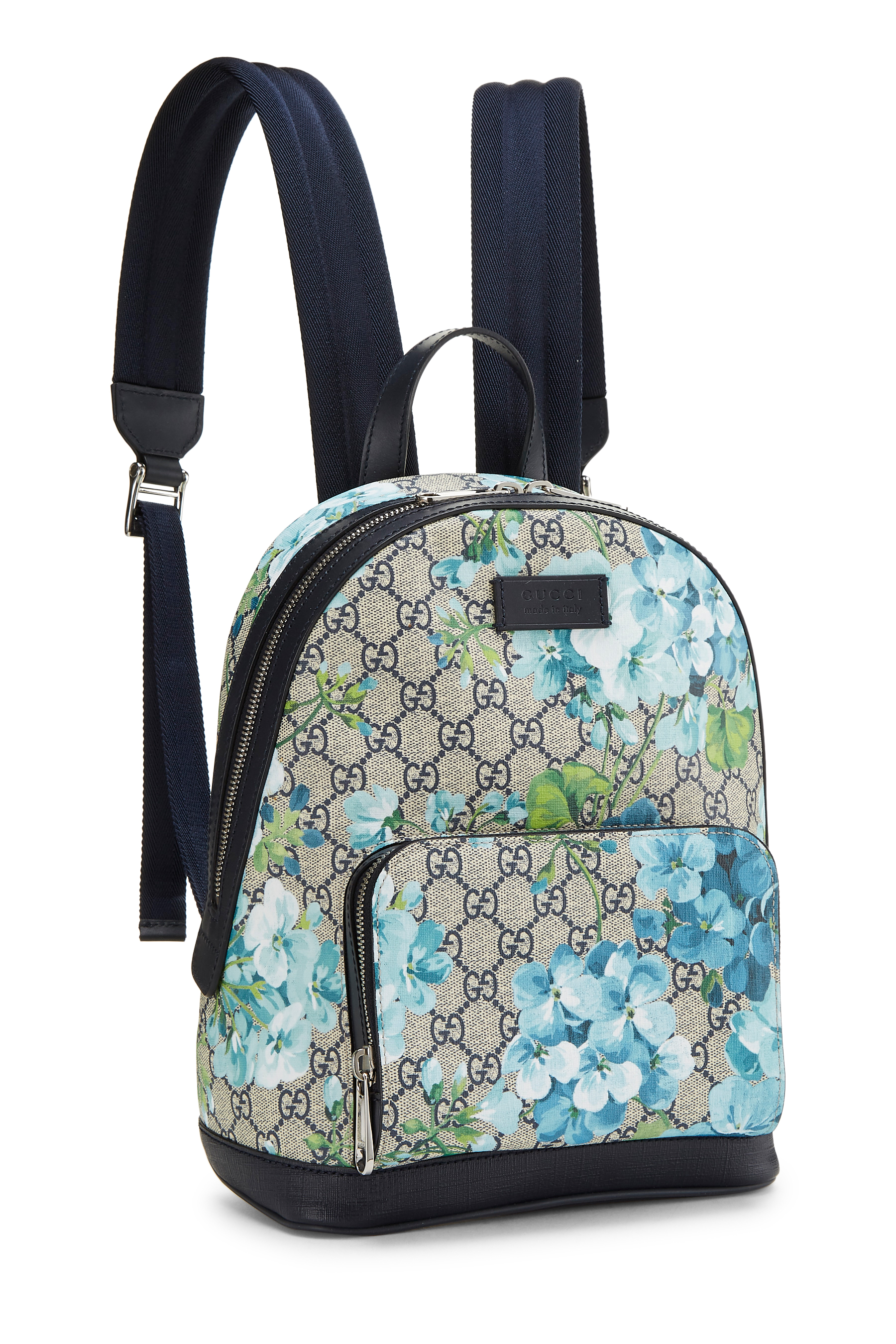 Pre-Owned Blue GG Blooms Supreme Canvas Backpack Small 