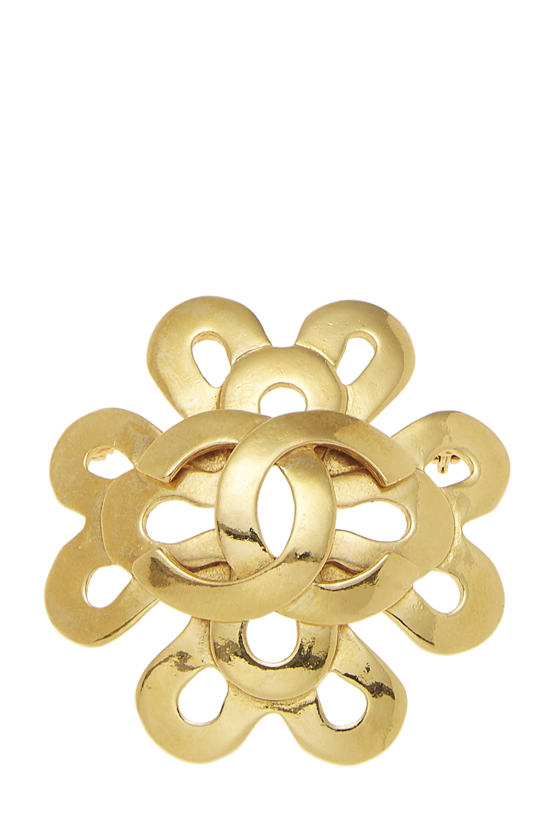 Chanel - Gold 'CC' Clover Pin