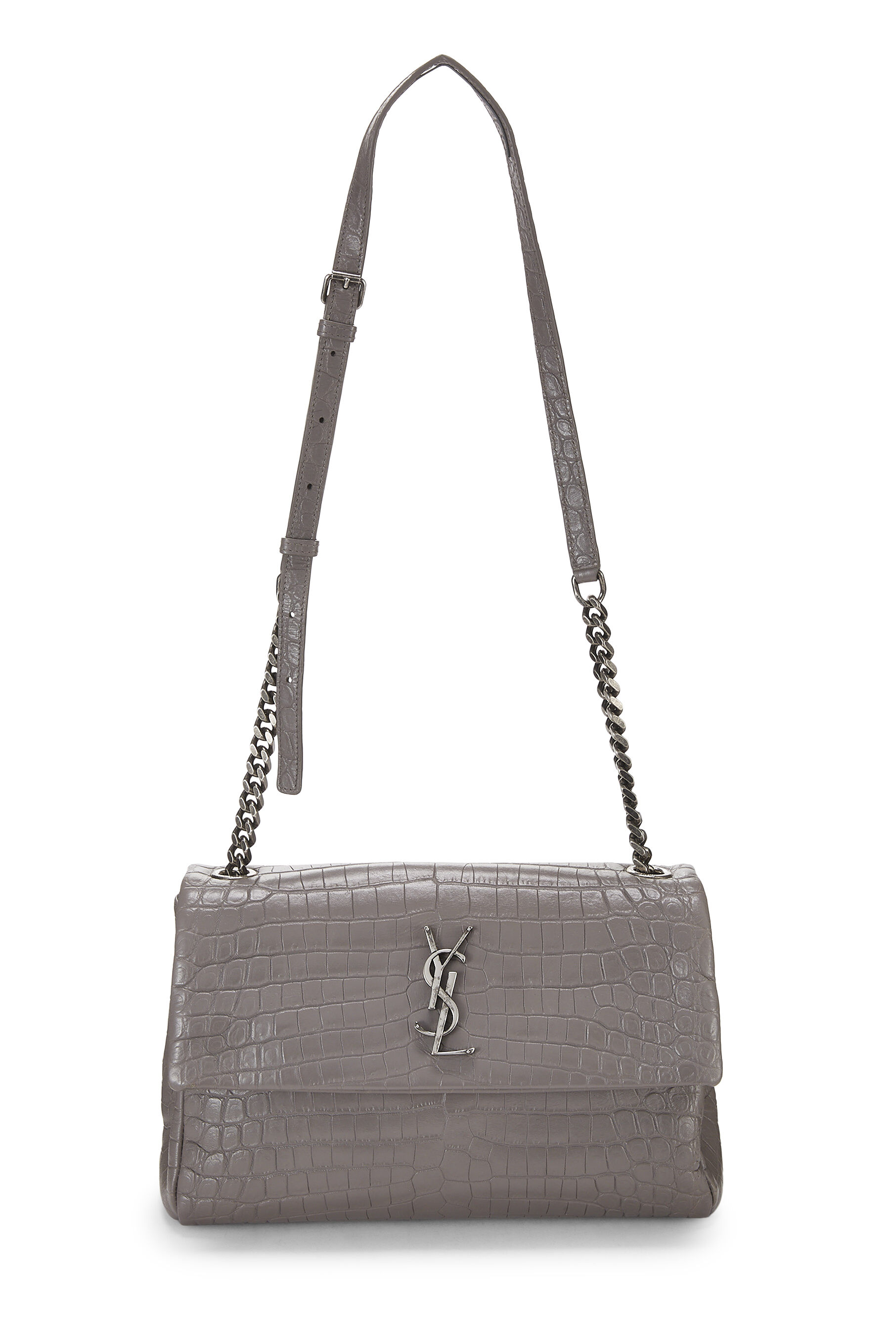 YSL Grey Crocodile Embossed West Hollywood QTB2EX1LE7001 | WGACA 