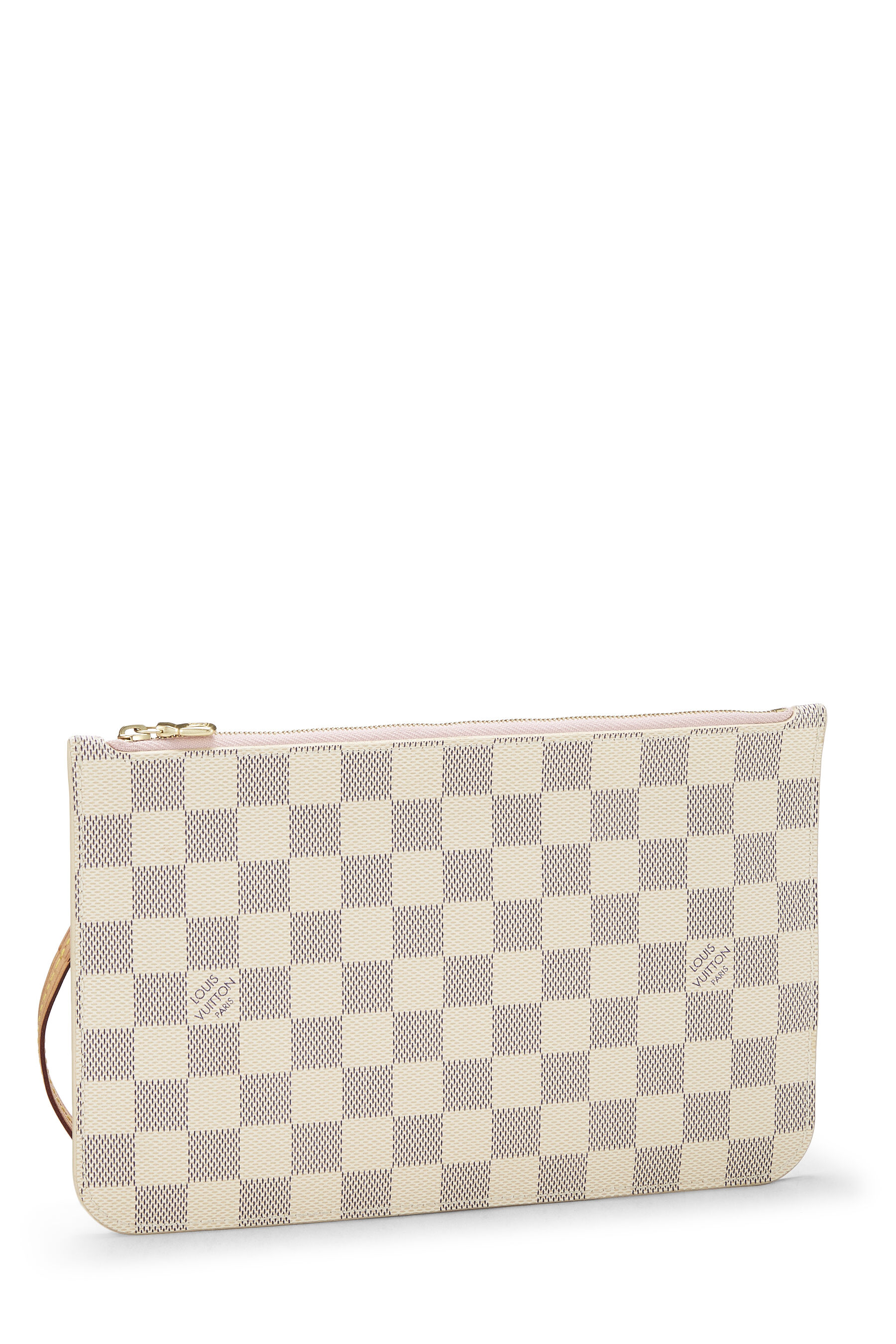 Beige Leather Damier Azur Neverfull Pouch