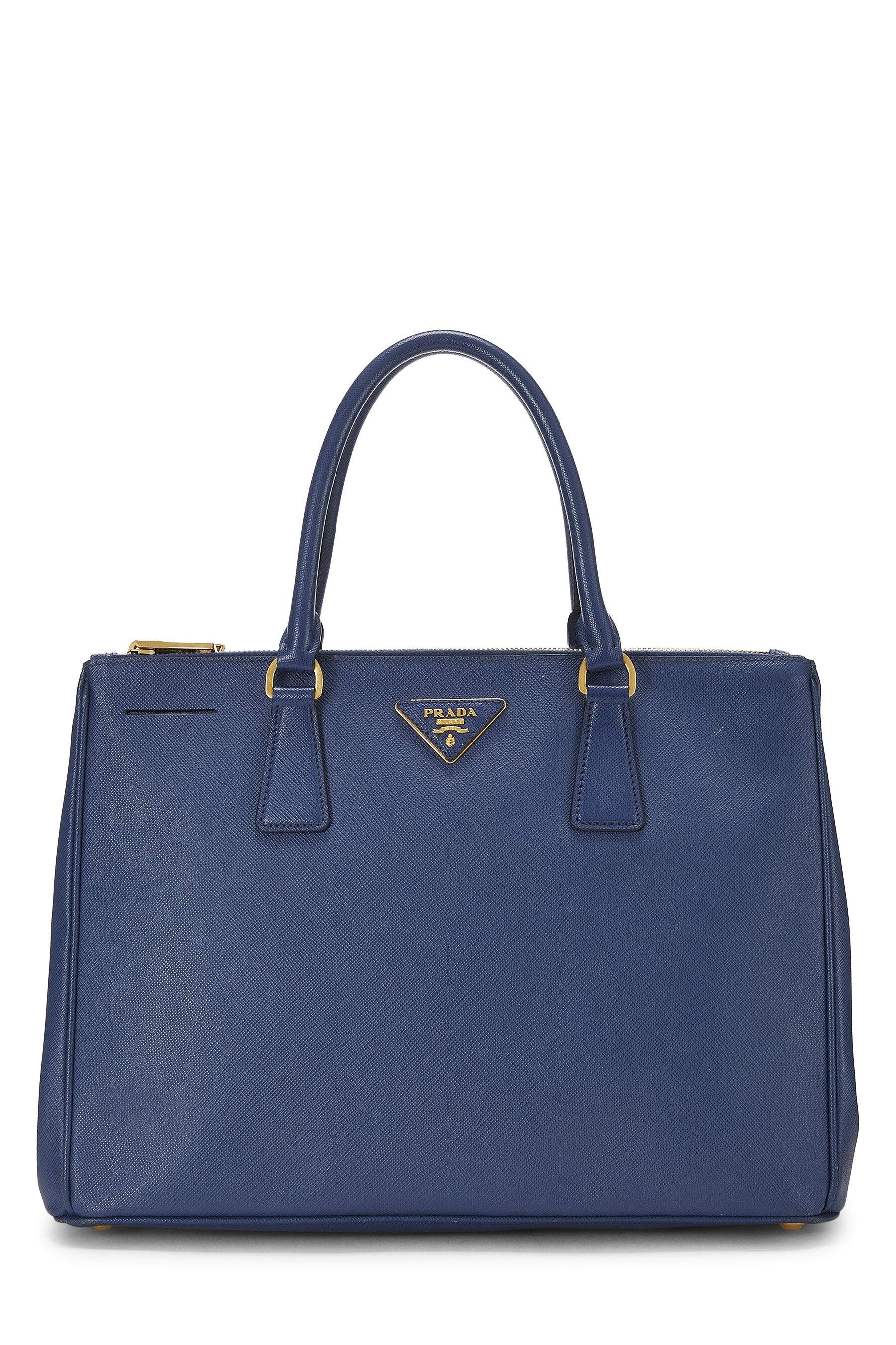 PRADA Lux Saffiano Leather Tote Shoulder Bag Blue