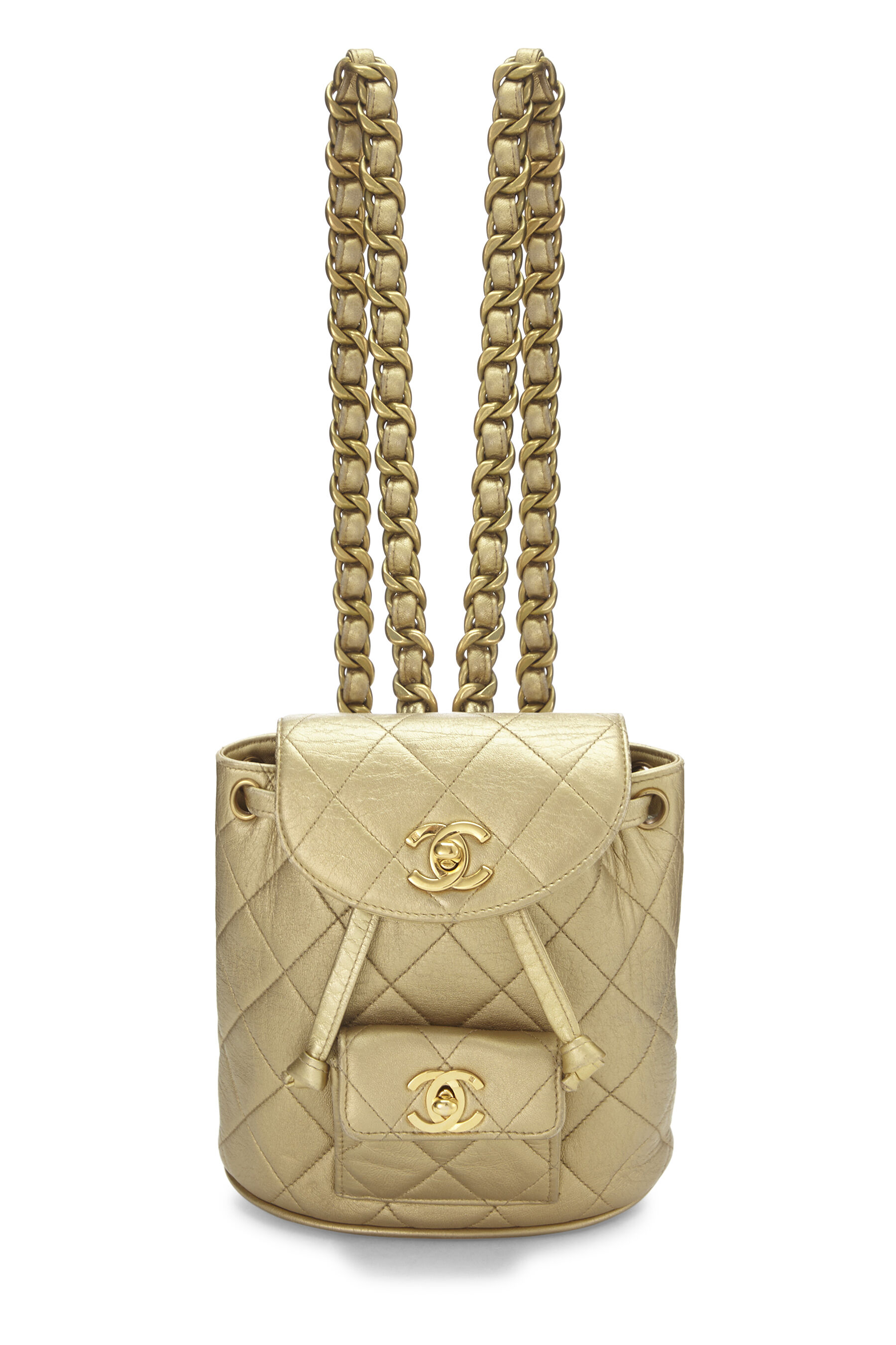 Chanel Gold Quilted Lambskin Handbag Mini Q6B04W1ID9003