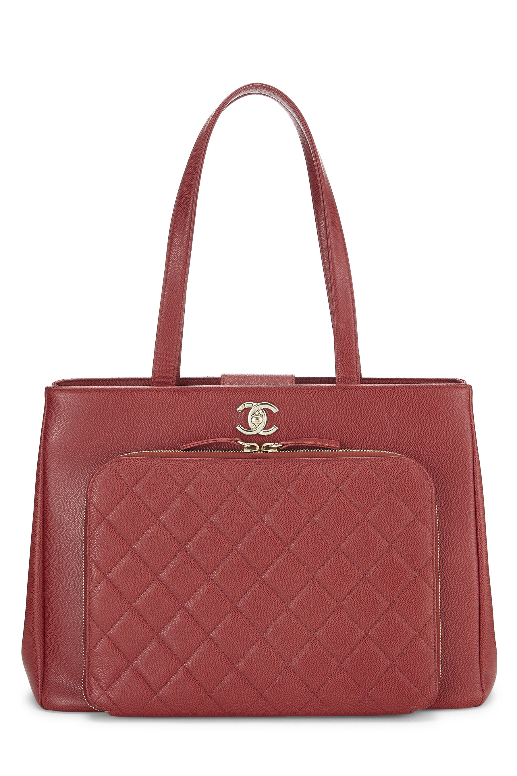 Chanel - Red Quilted Caviar Business Affinity Shopping Tote Large