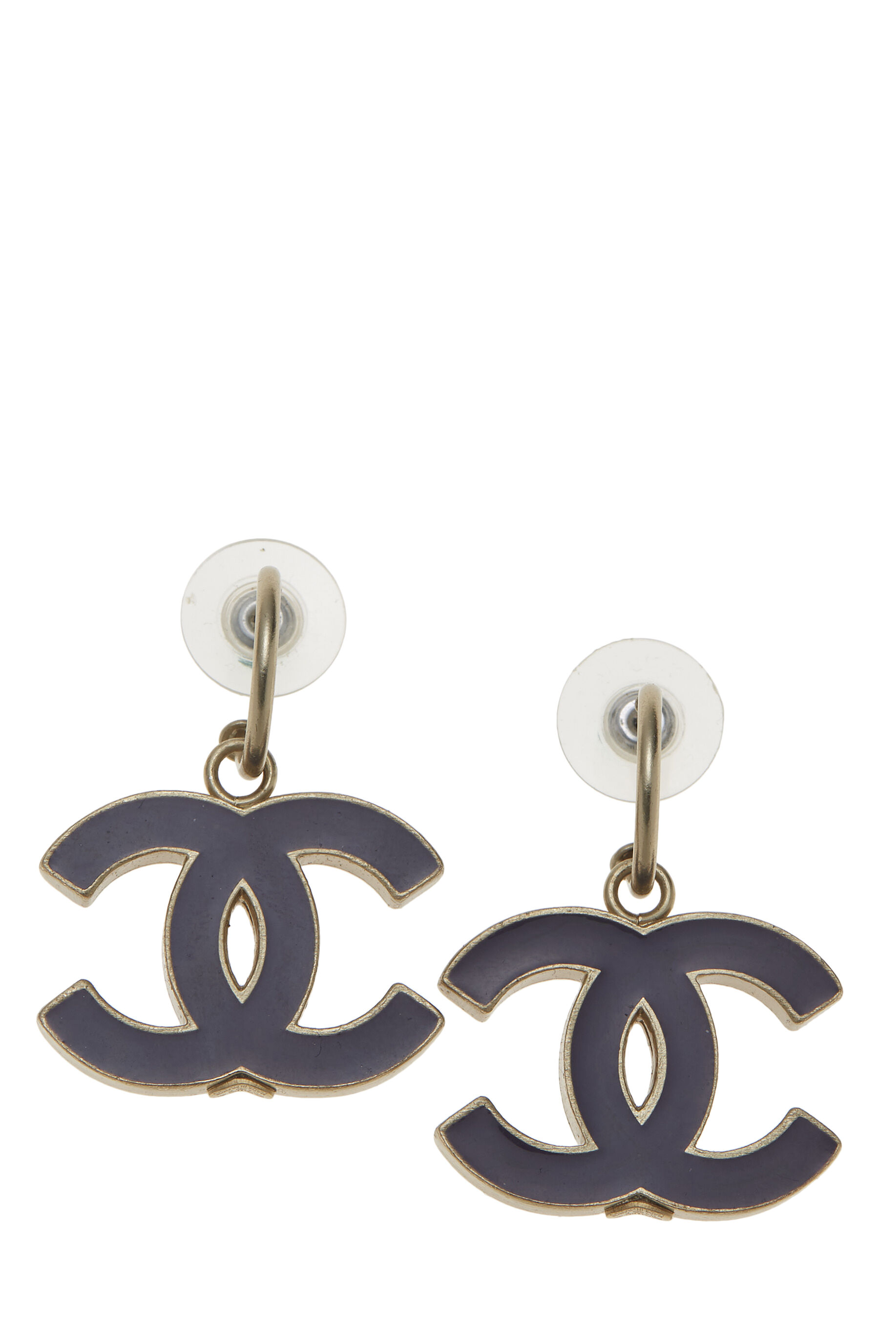 What Goes Around Comes Around Chanel Orng Enamel CC Dangle Earrings XS