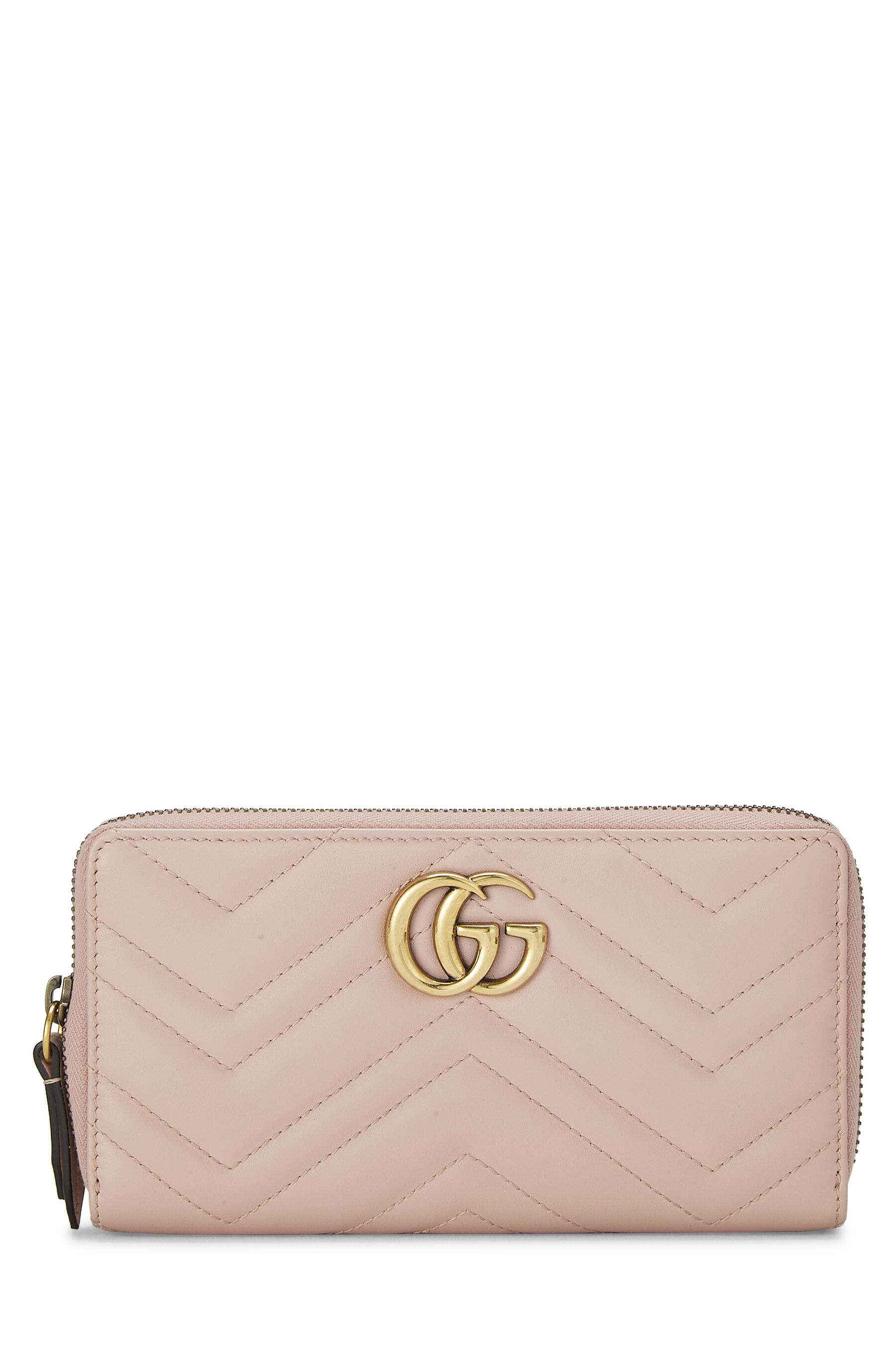 Gucci Pink Chevron Leather 'GG' Marmont Zip Wallet - What Goes Around Comes  Around