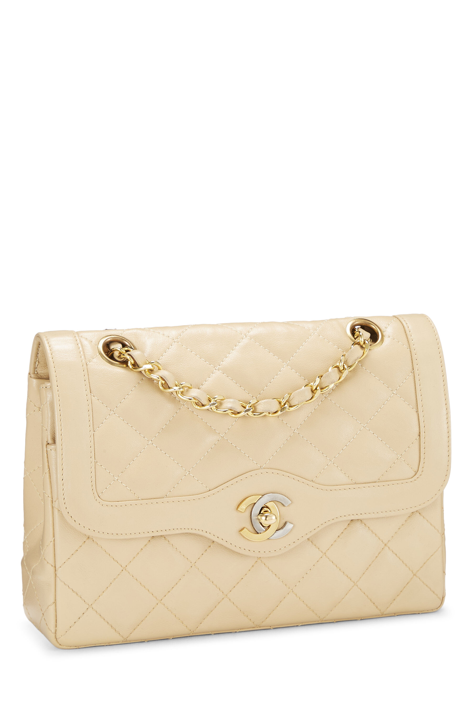 Chanel - Beige Quilted Lambskin Paris Limited Double Flap Small