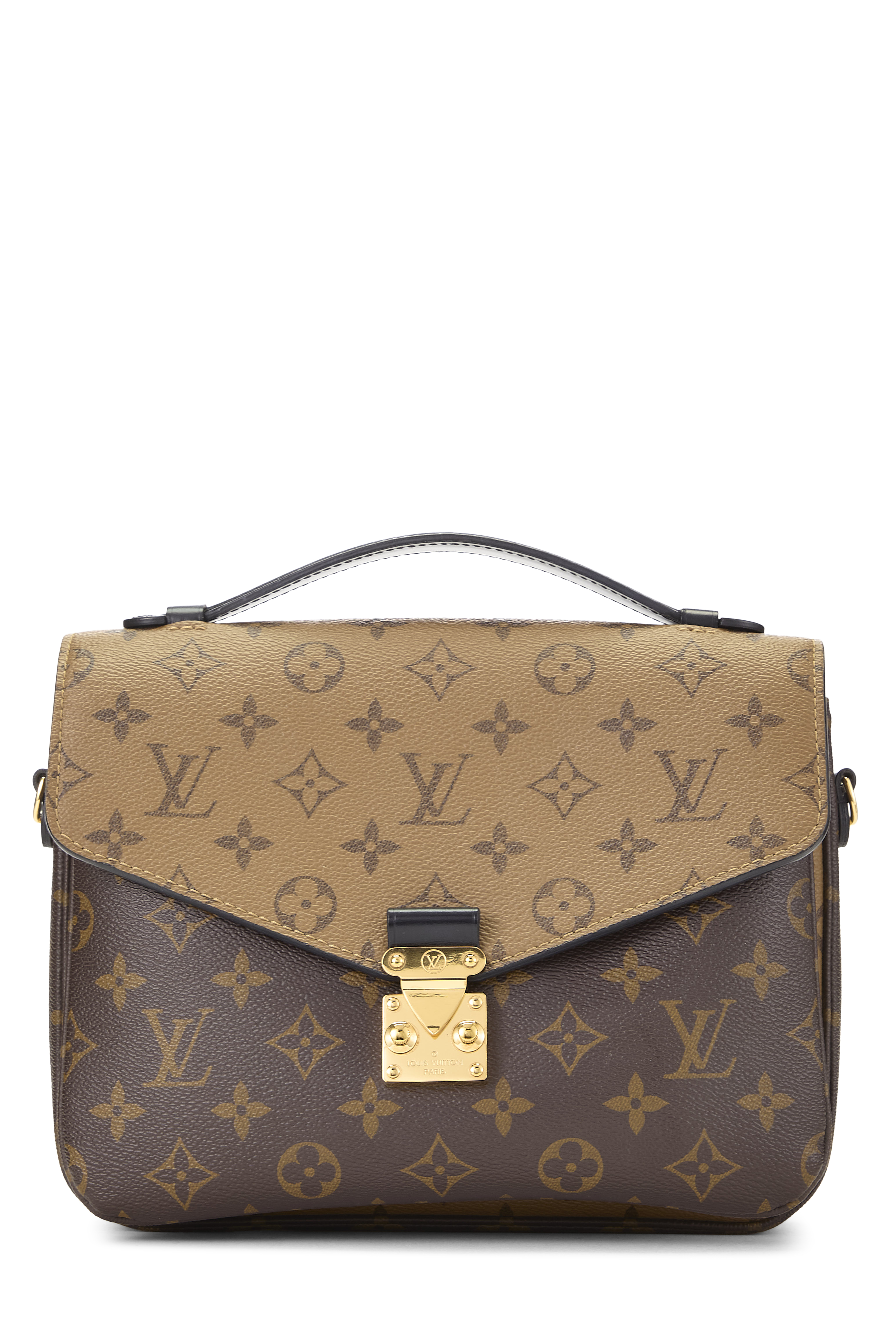 Women's Microfiber Louis Vuitton Monogram Reversed Canvas Pochette Metis in Brown