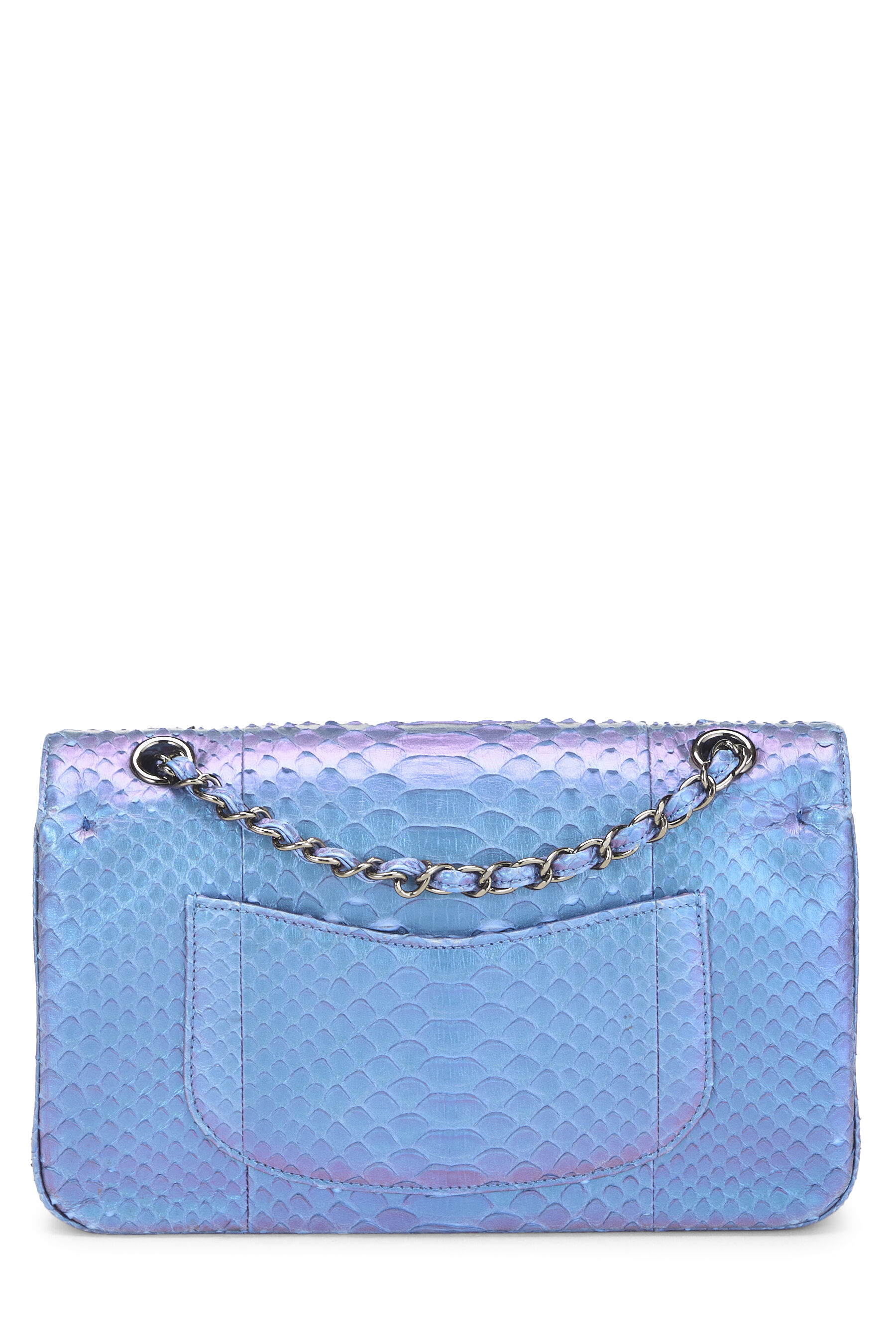 Iridescent Purple Python Classic Double Flap Medium