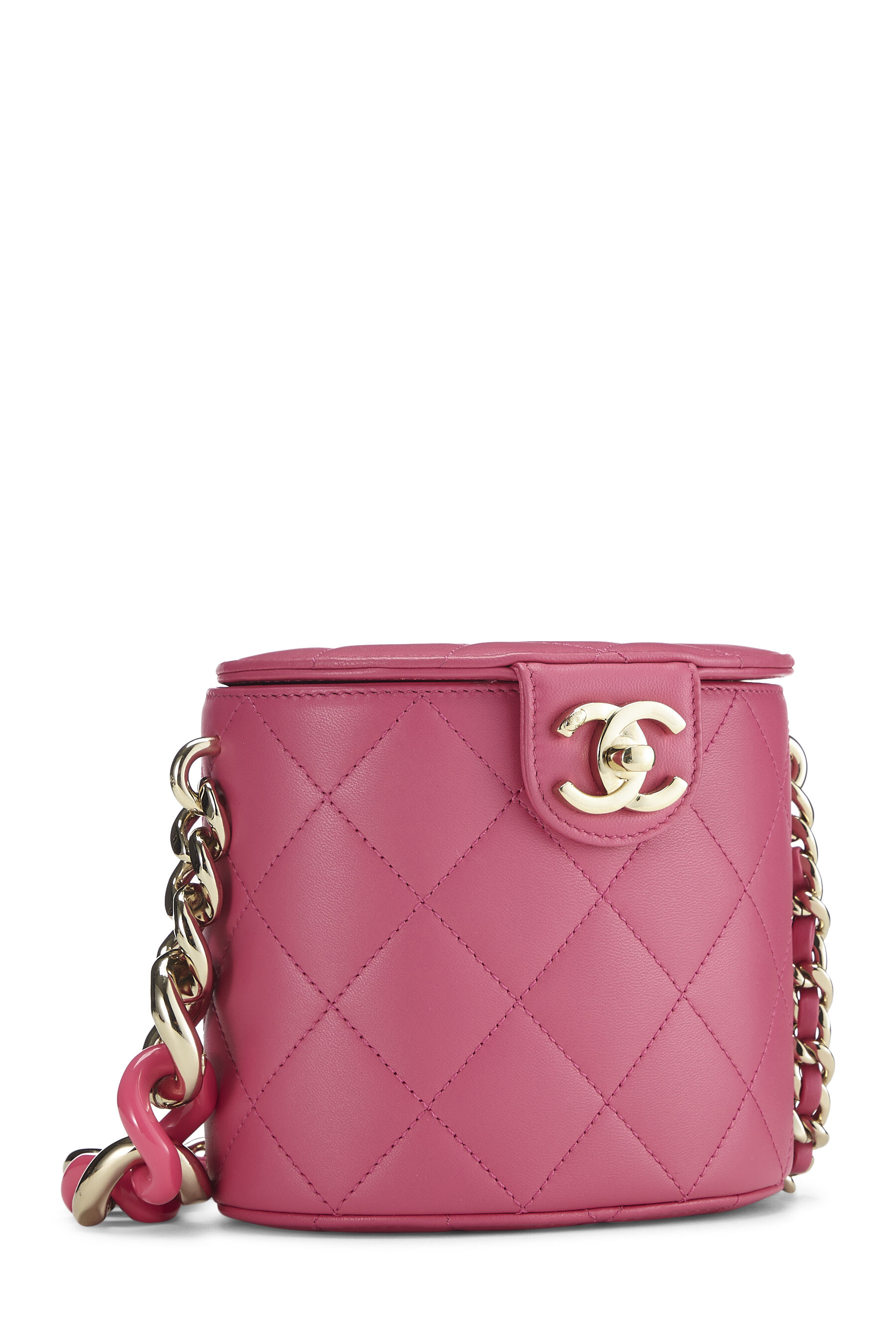 Chanel - Pink Lambskin 'CC' Elegant Chain Vanity Case