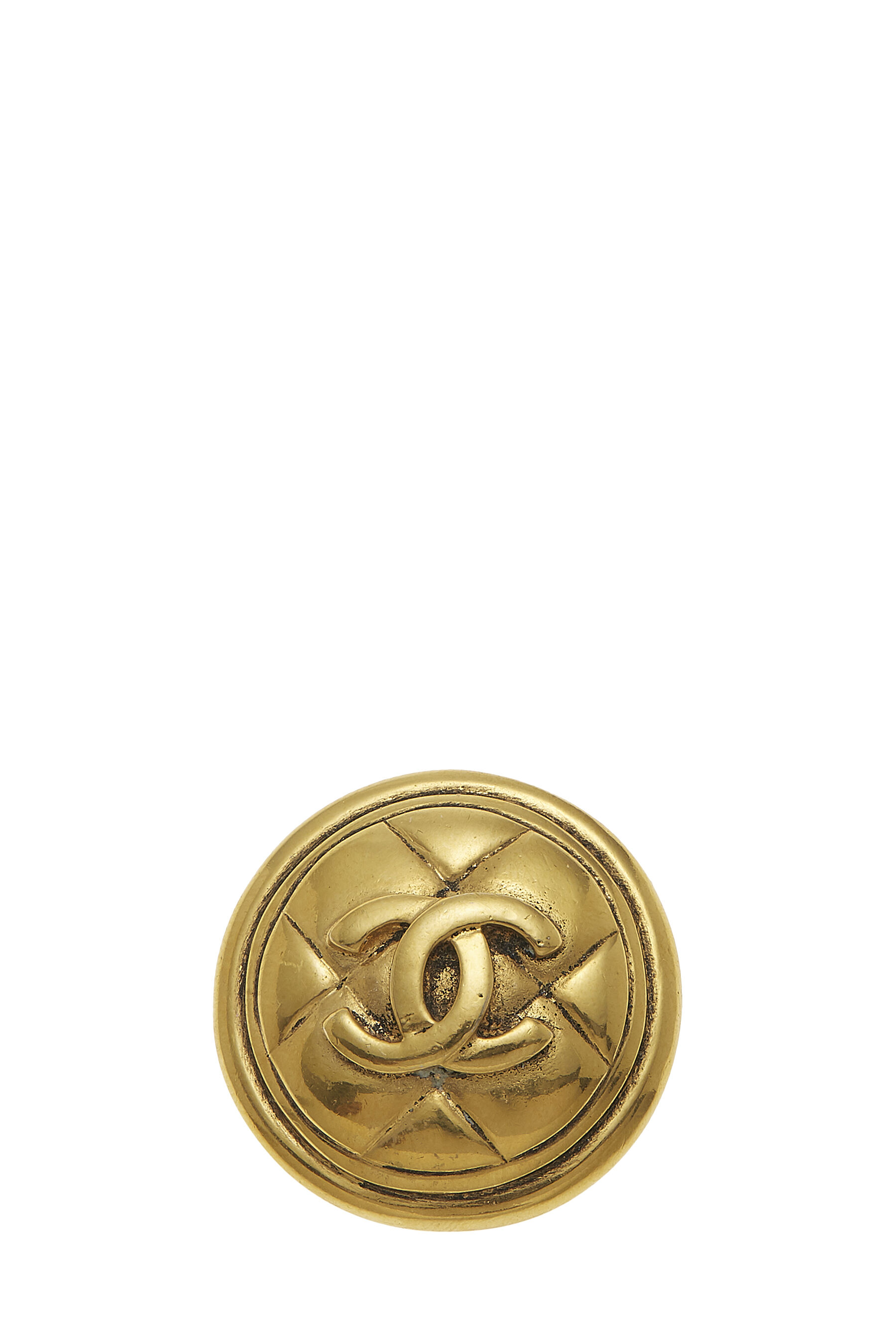 Chanel Gold Round Quilted 'CC' Pin Q6J0NQ17DB008