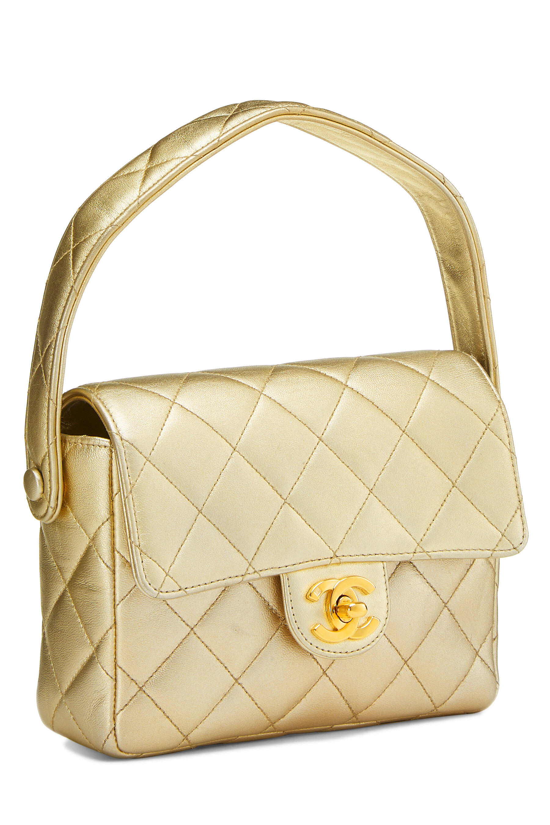 Chanel Vintage Pink Quilted Caviar Top Handle Kelly Flap Bag Gold