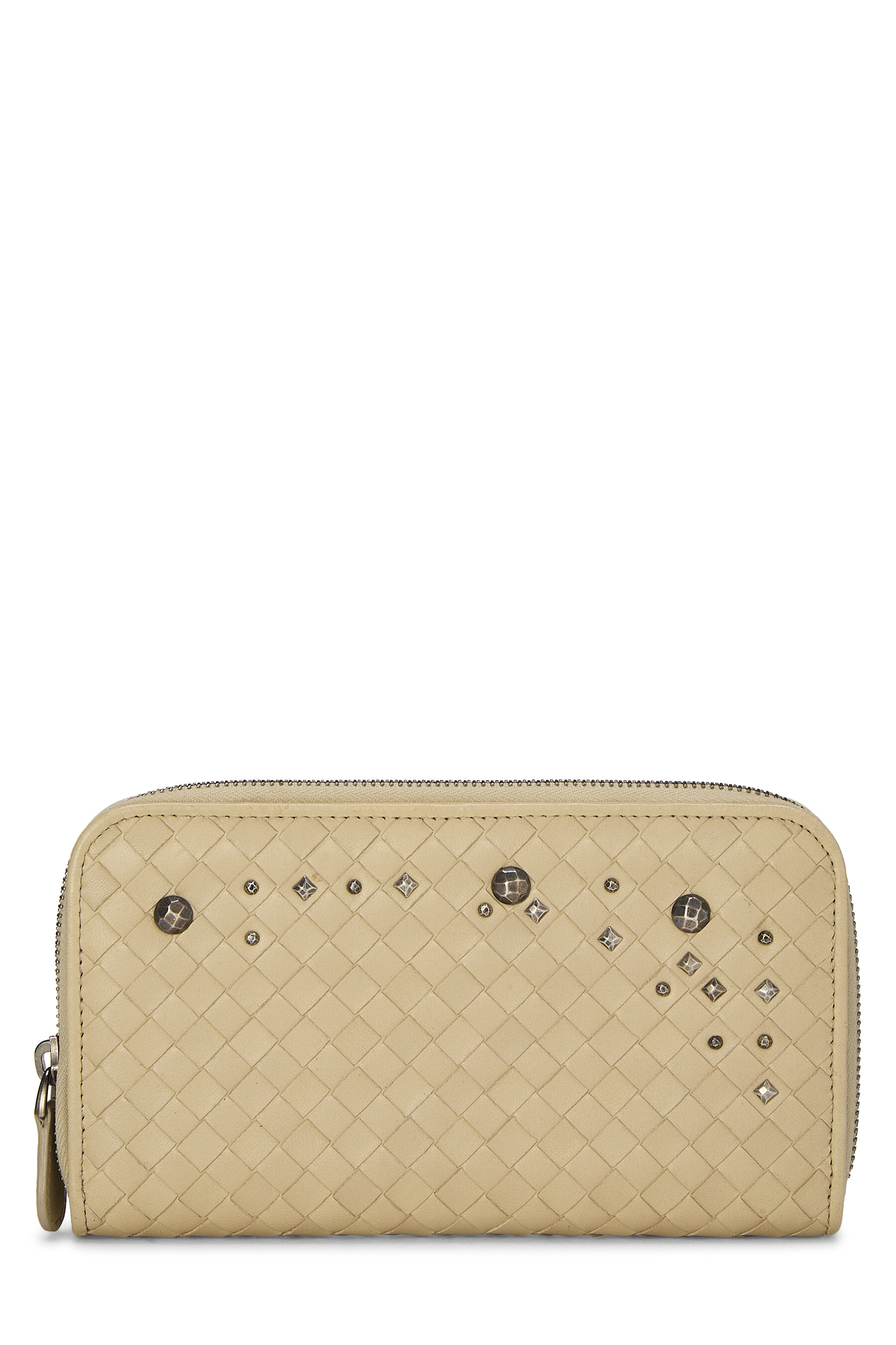 Intrecciato Studded Zip Around Wallet