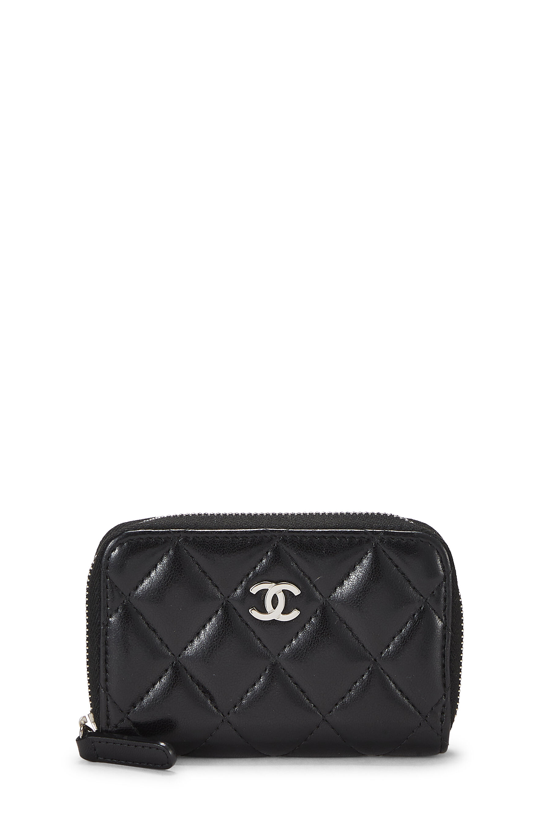 Chanel - Black Quilted Lambskin Zip Around Coin Purse