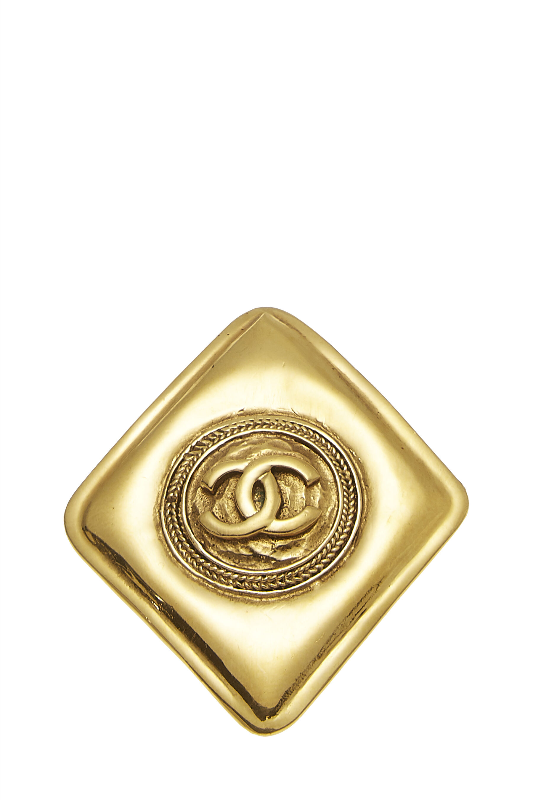 Chanel - Gold Diamond-Shaped 'CC' Pin