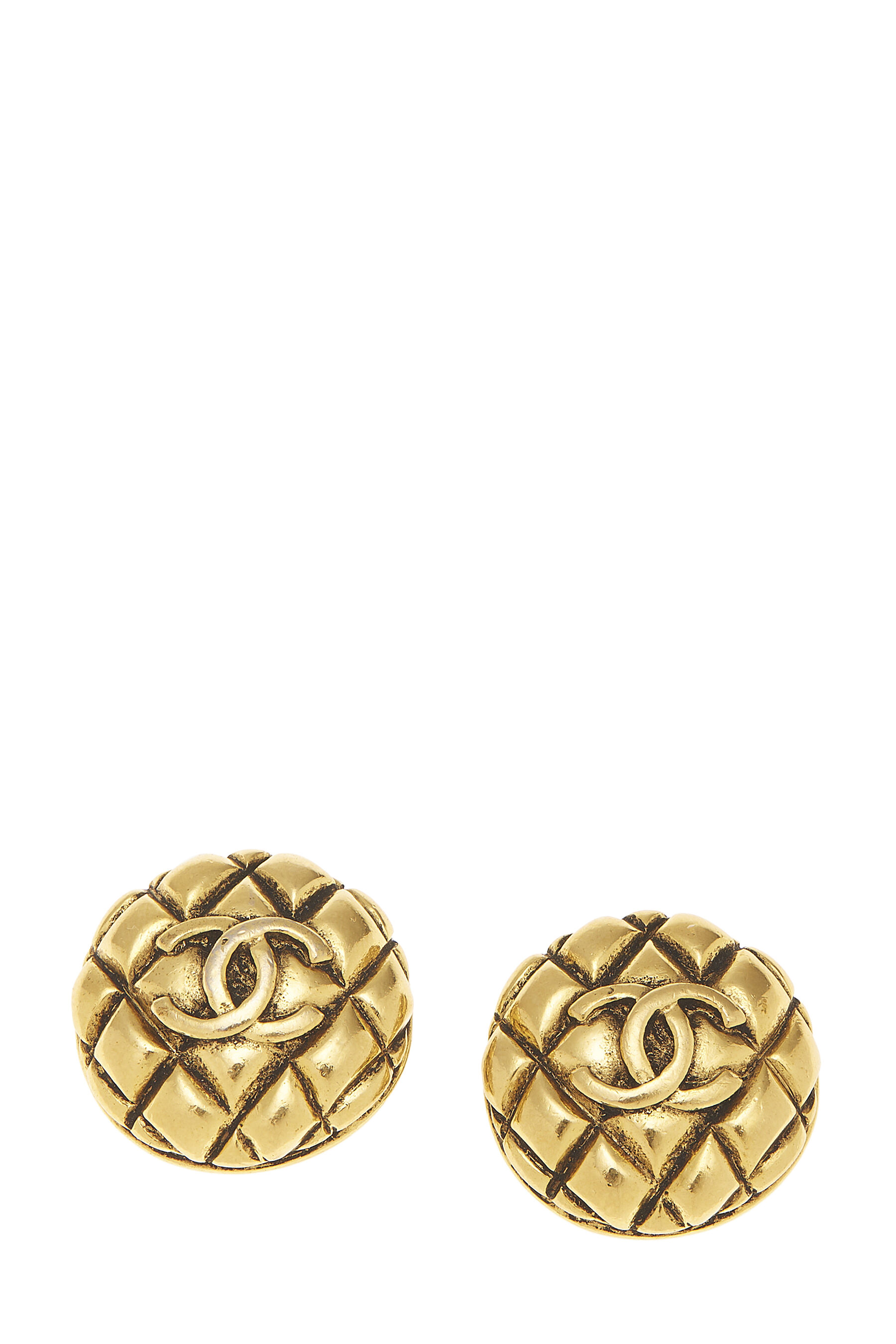 Chanel - Gold Quilted 'CC' Round Earrings