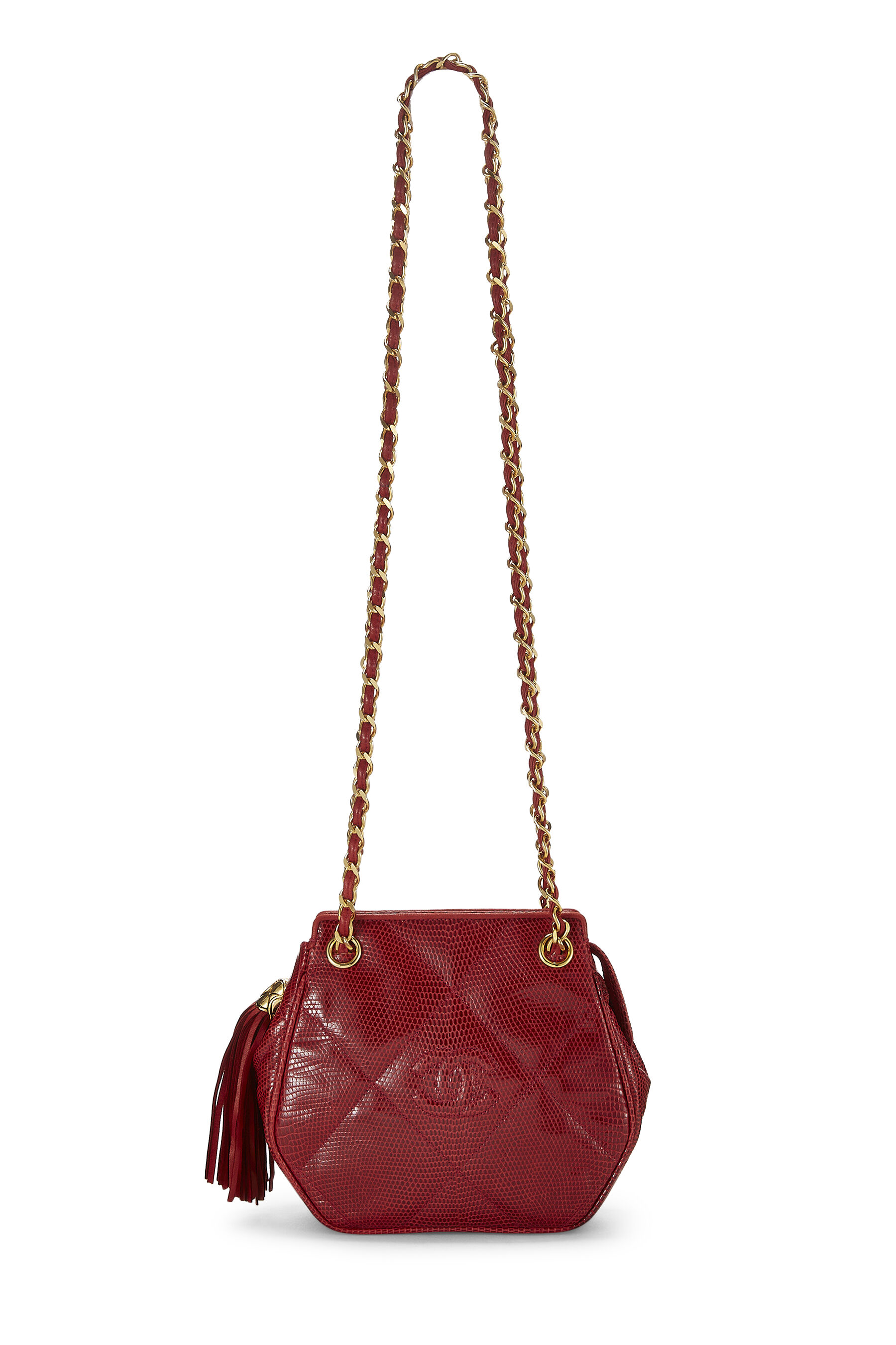 Vintage Chanel Red Lizard Leather Shoulder Mini Flap Bag at 1stDibs