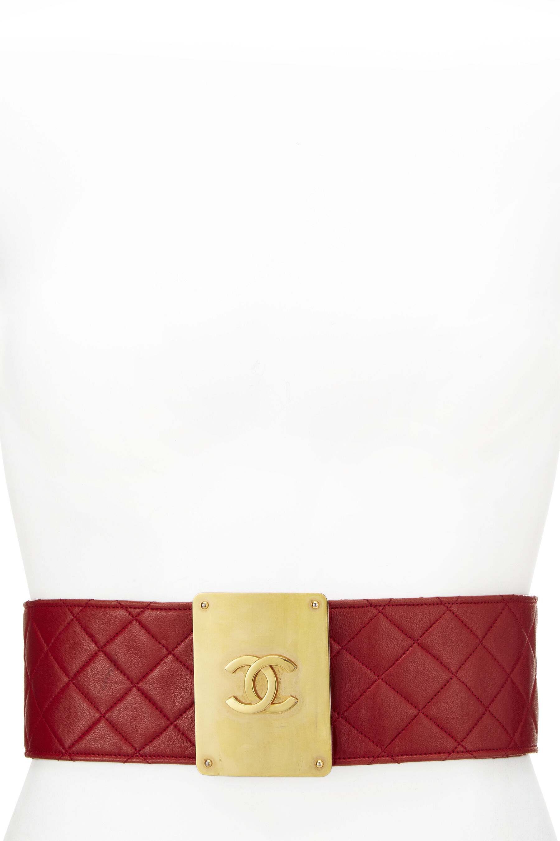 Chanel Red Quilted Leather 'CC' Buckle Belt 70 Q6A4J31LRB000