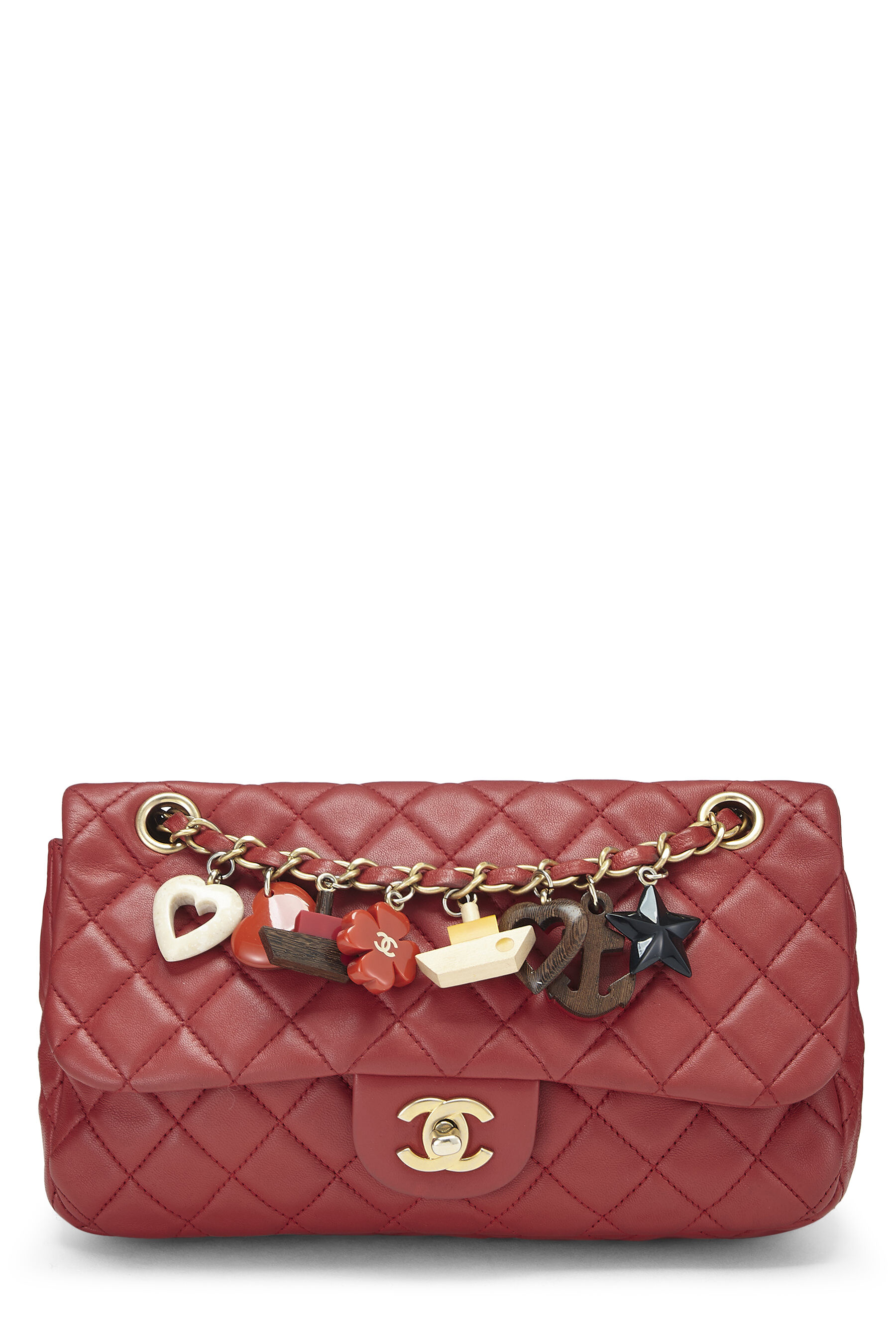 Chanel Red Quilted Lambskin Marine Charms Flap Medium