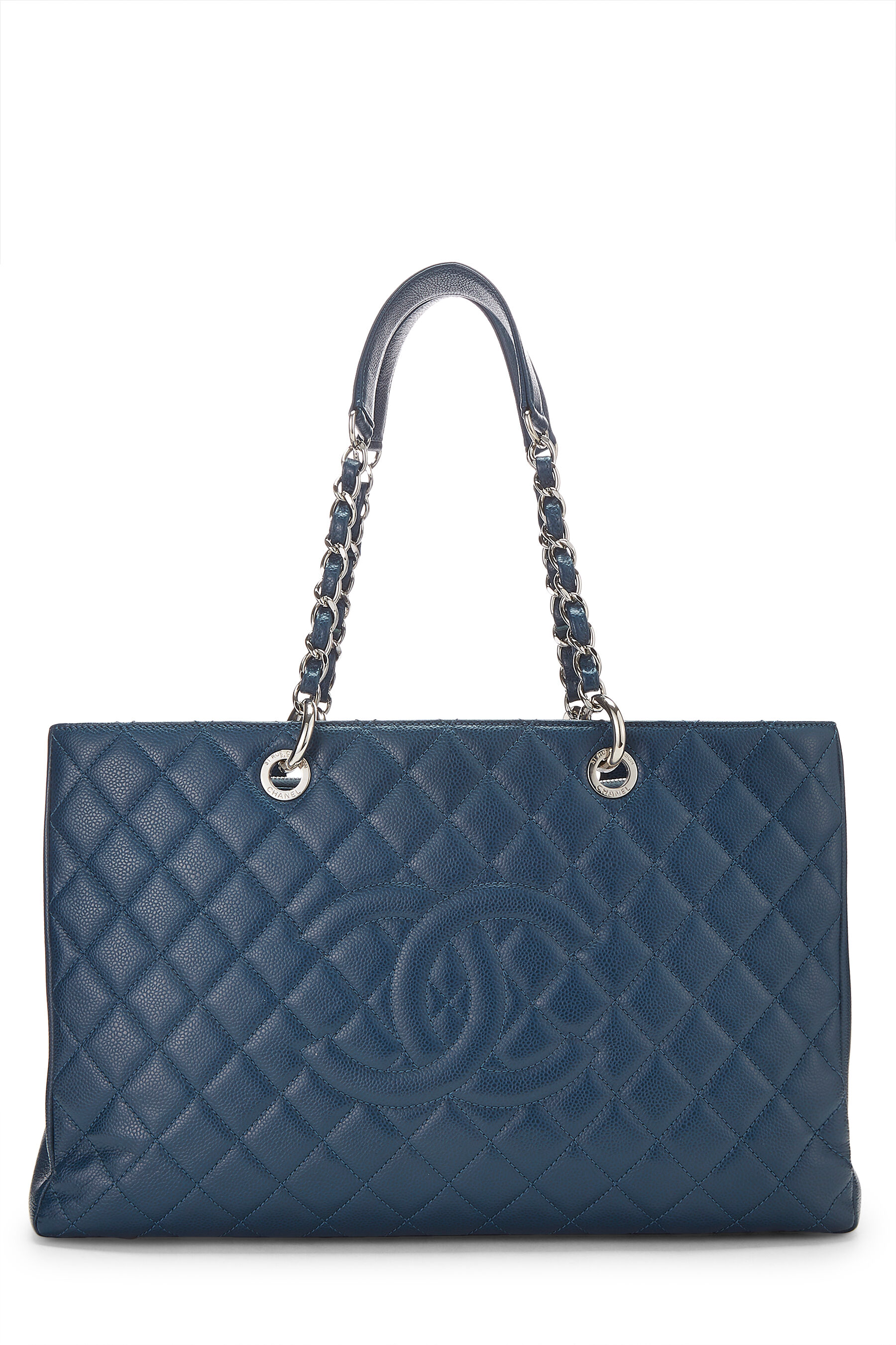 Chanel - Navy Quilted Caviar Grand Shopping Tote (GST) XL