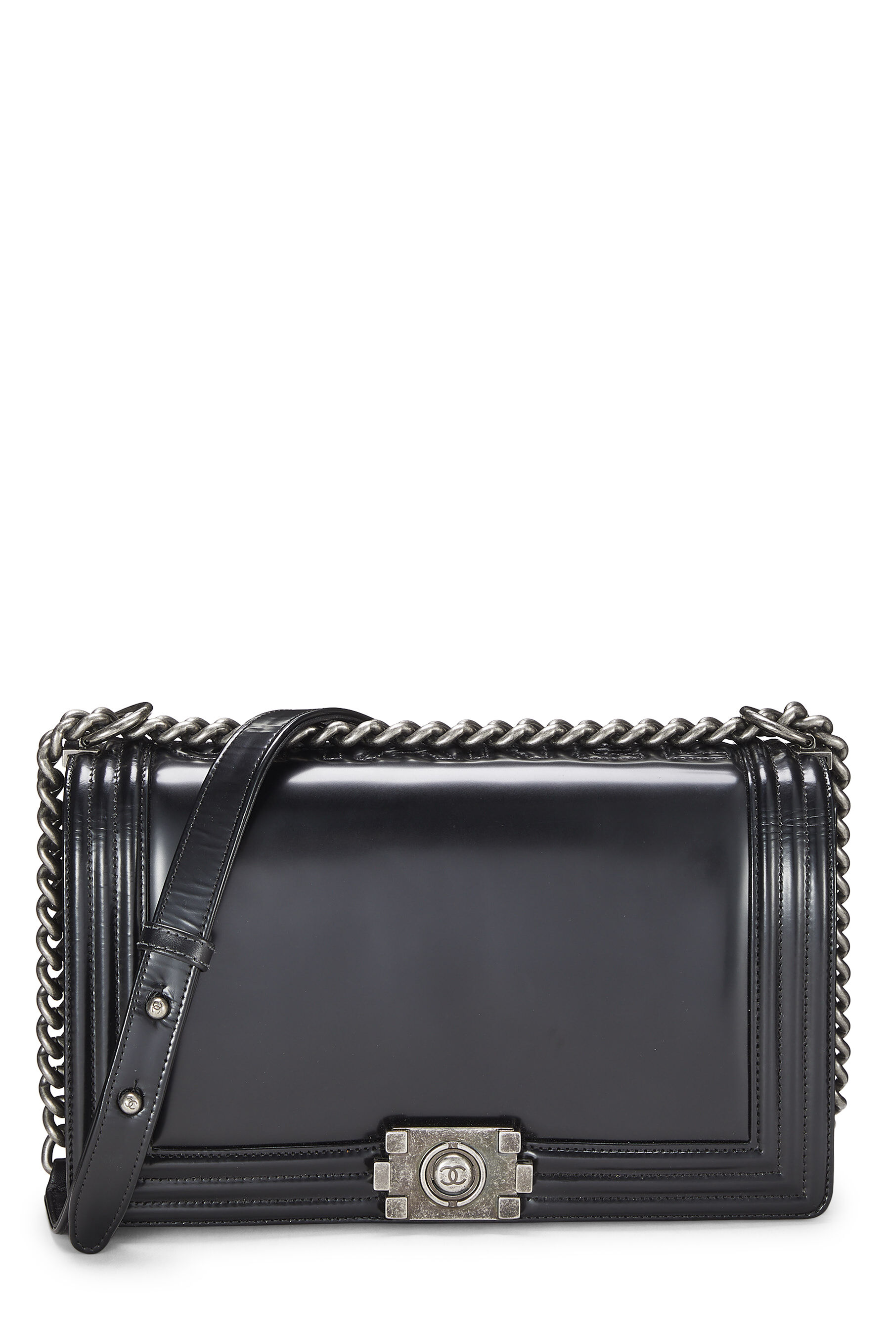 Chanel - Black Calfskin Reverso Boy Bag Large