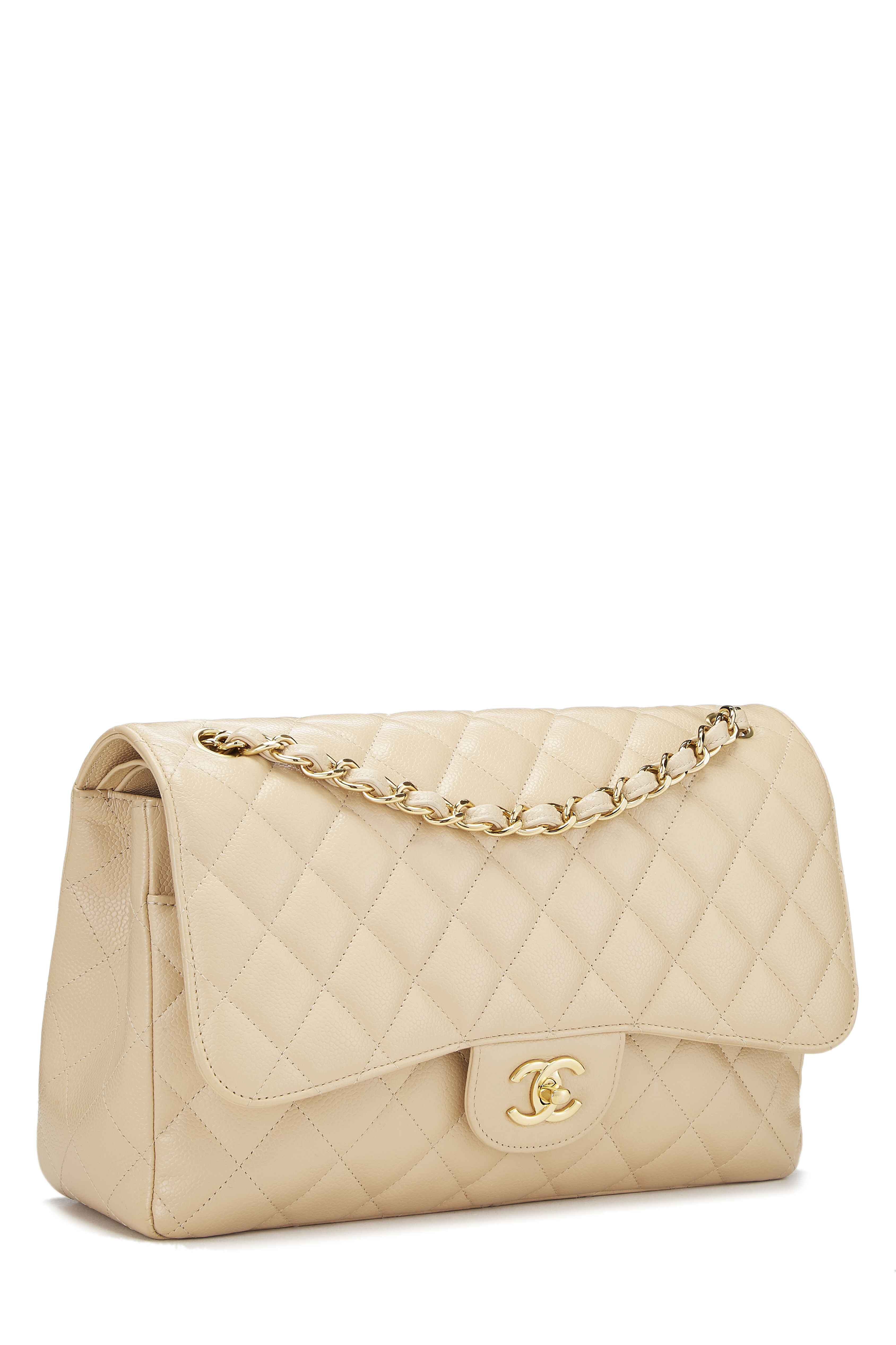 Chanel Beige Quilted Caviar New Classic Double Flap Jumbo Q6BAQP0FI4041