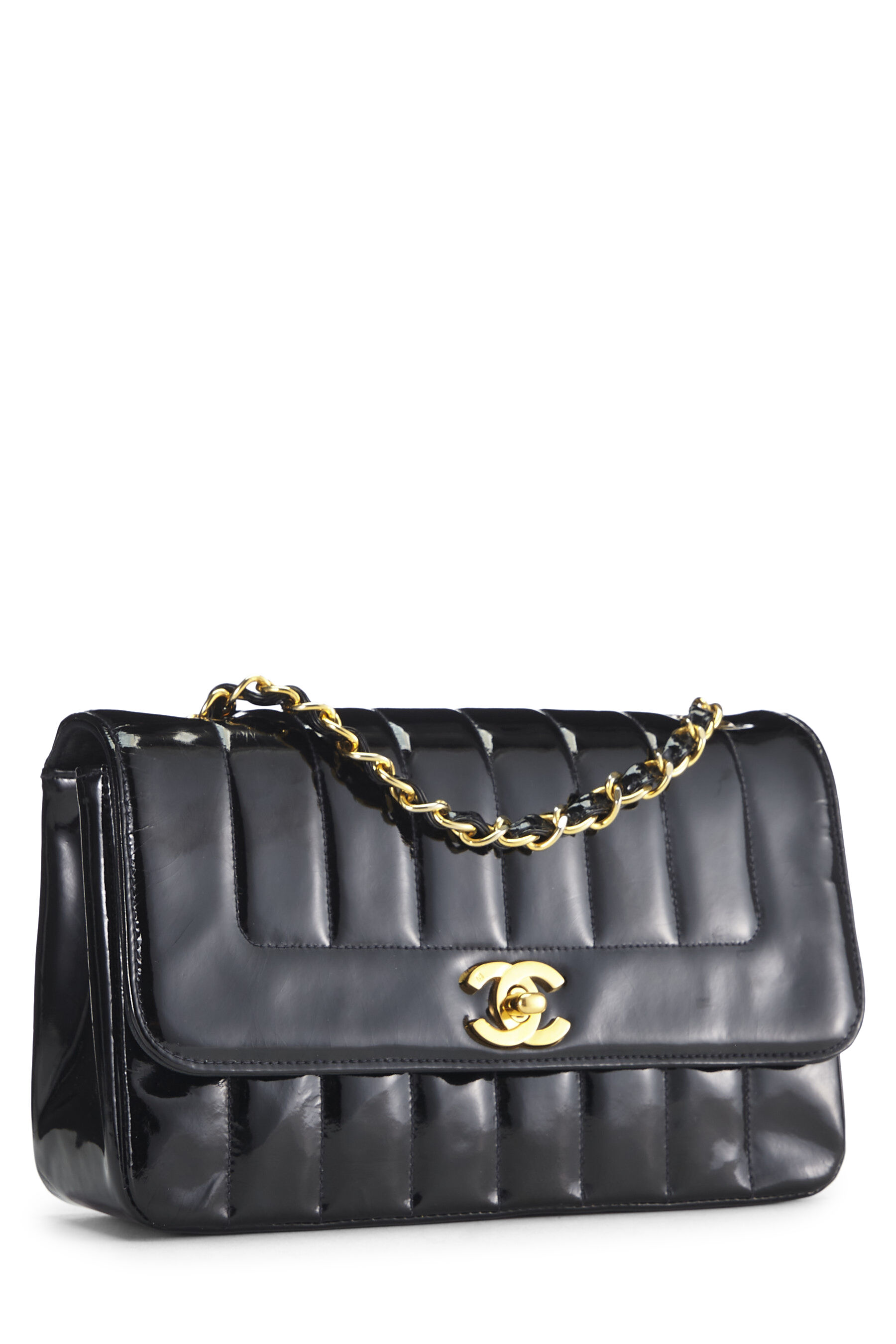 Chanel - Black Vertical Patent Leather Border Flap Small - Yahoo Shopping