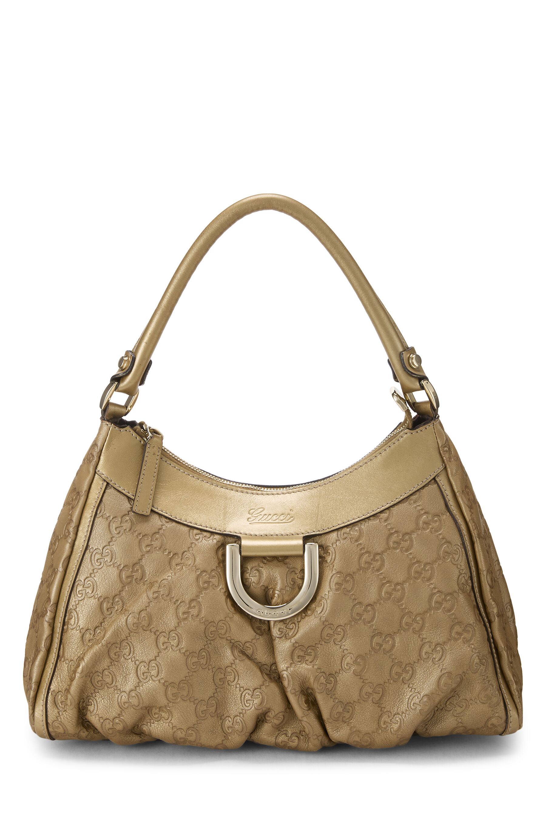 Women's Gucci Gold Guccissima D-Ring Abbey Shoulder Bag Small in Gold Small