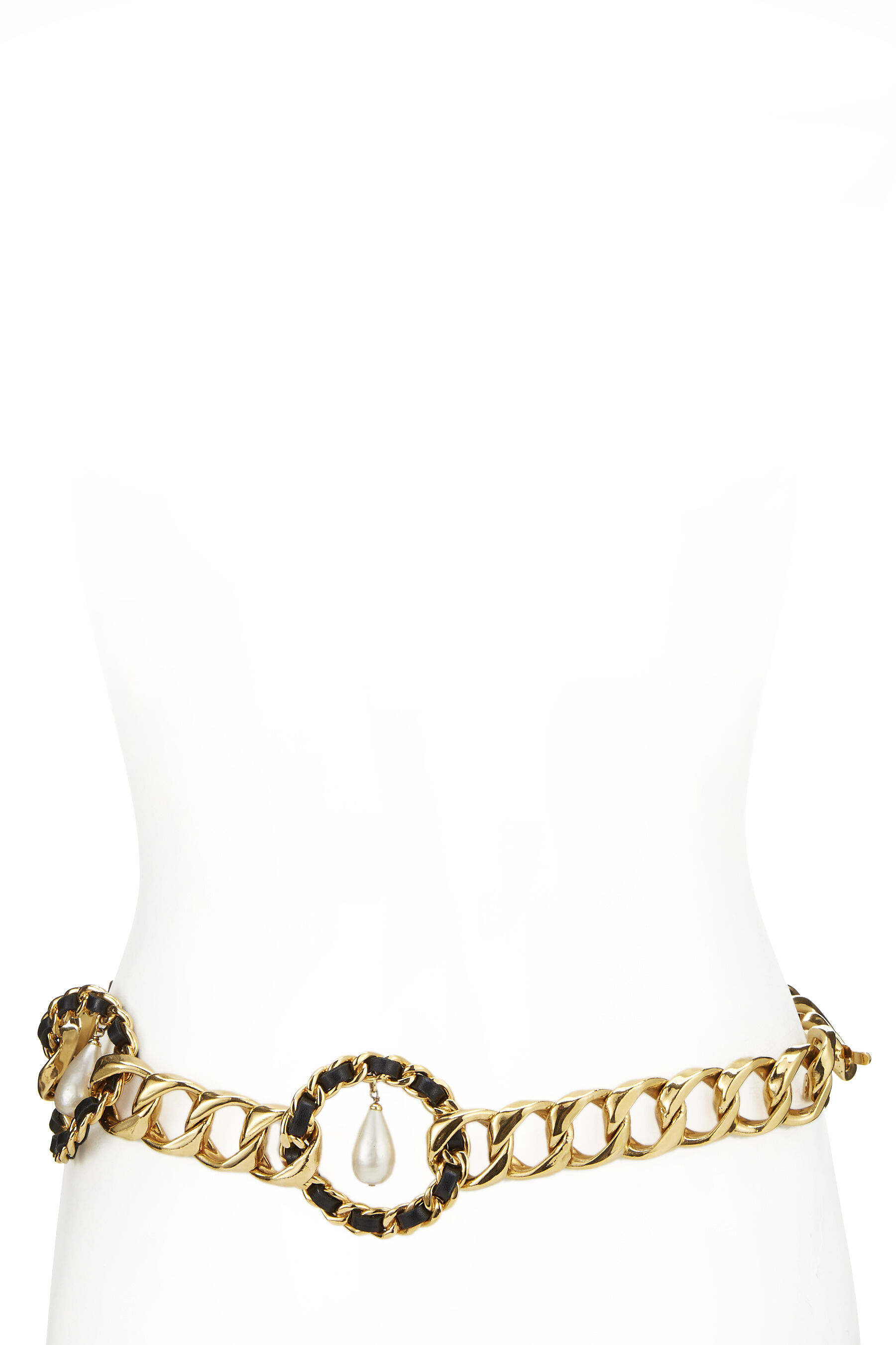 Chanel Multicolor Faux Pearl Beads Gold Tone Chain Necklace/Belt Chanel