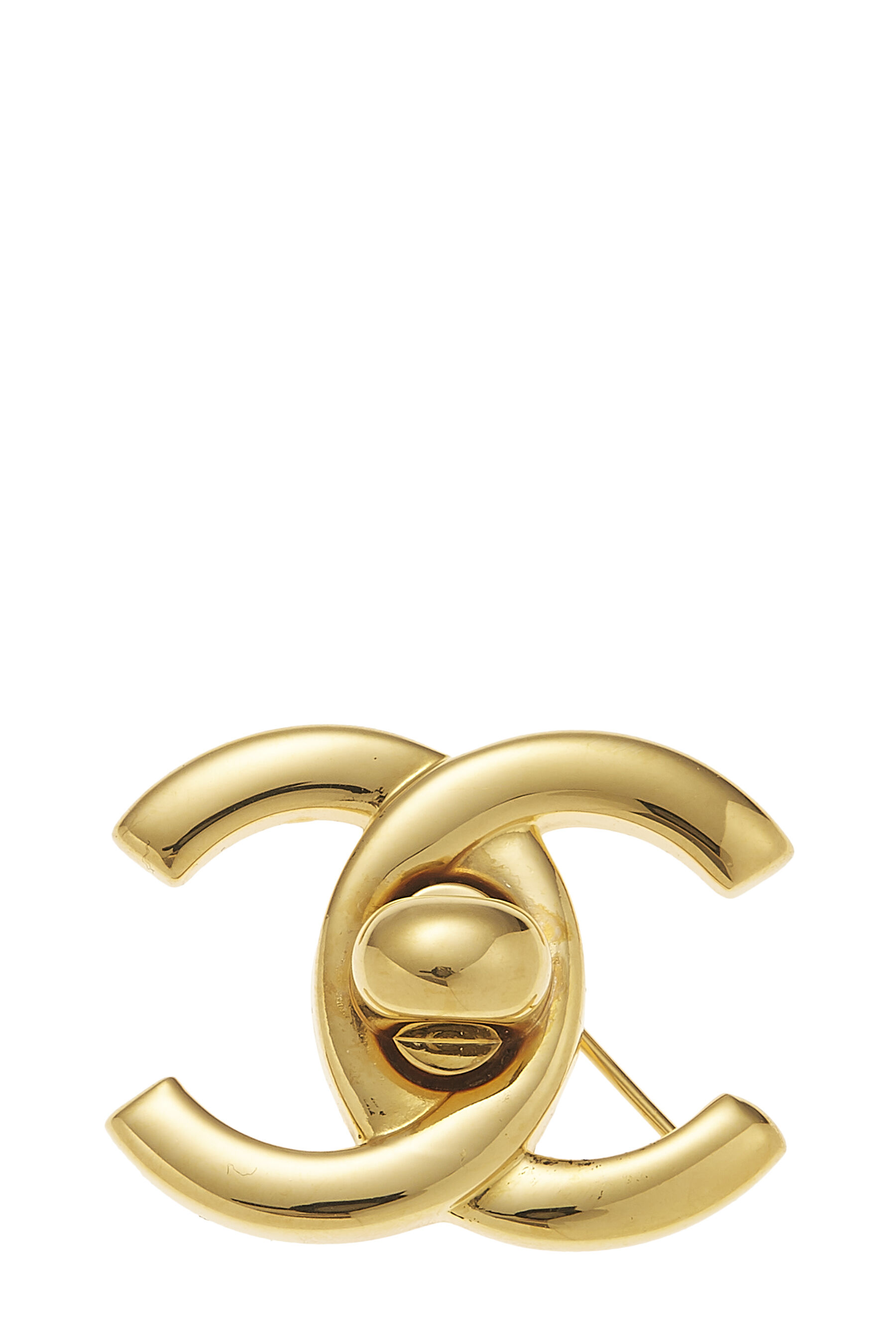 Pre-owned Chanel Gold 'cc' Turnlock Pin Medium | ModeSens