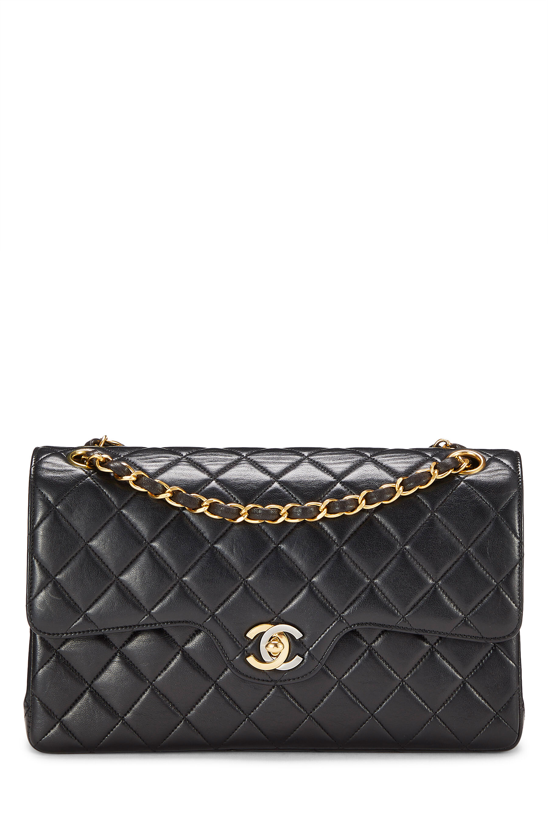 Chanel - Black Quilted Lambskin Paris Limited Double Flap Medium