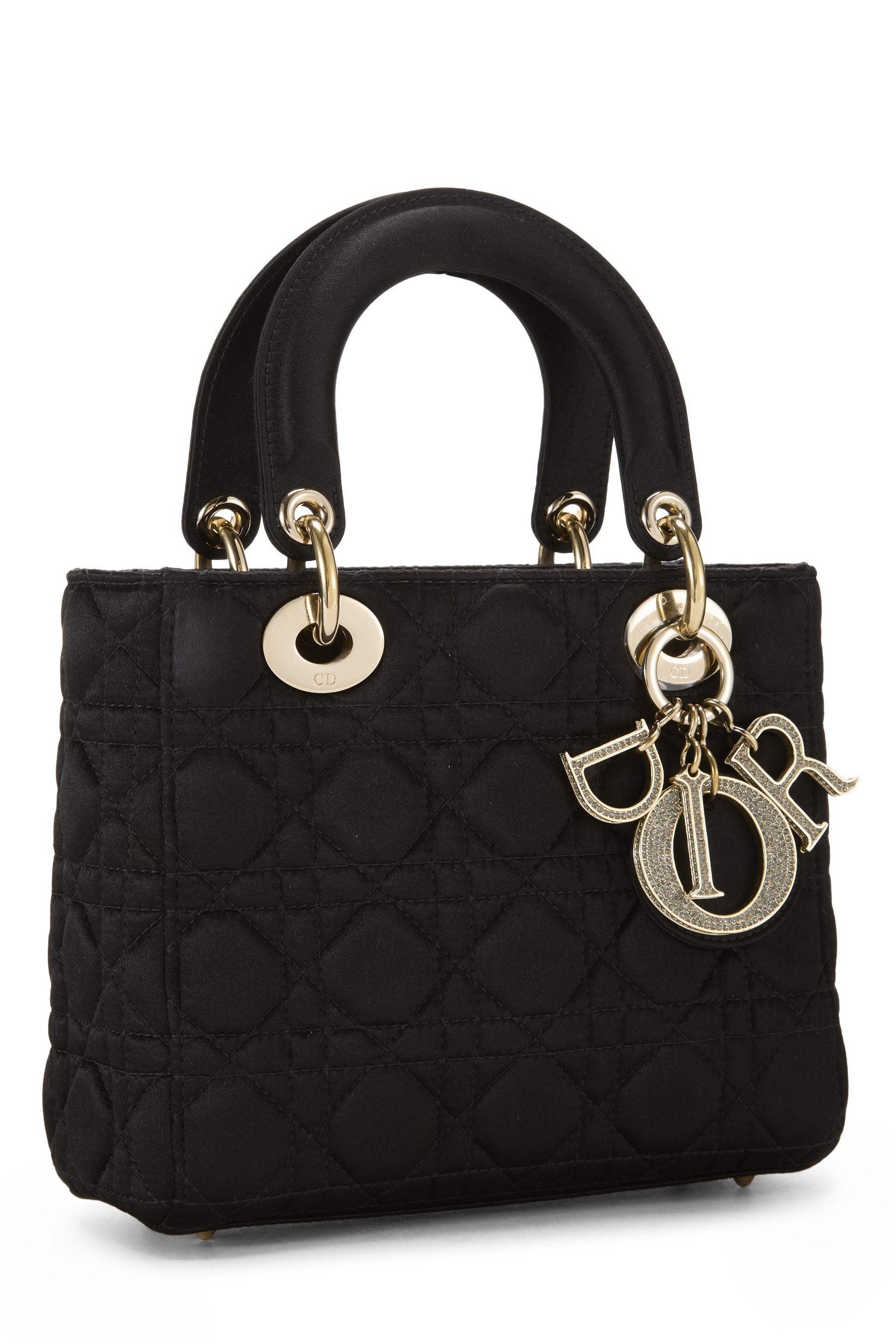 Pre-Owned Black Satin Lady Dior Small Q9B03U2KKH002