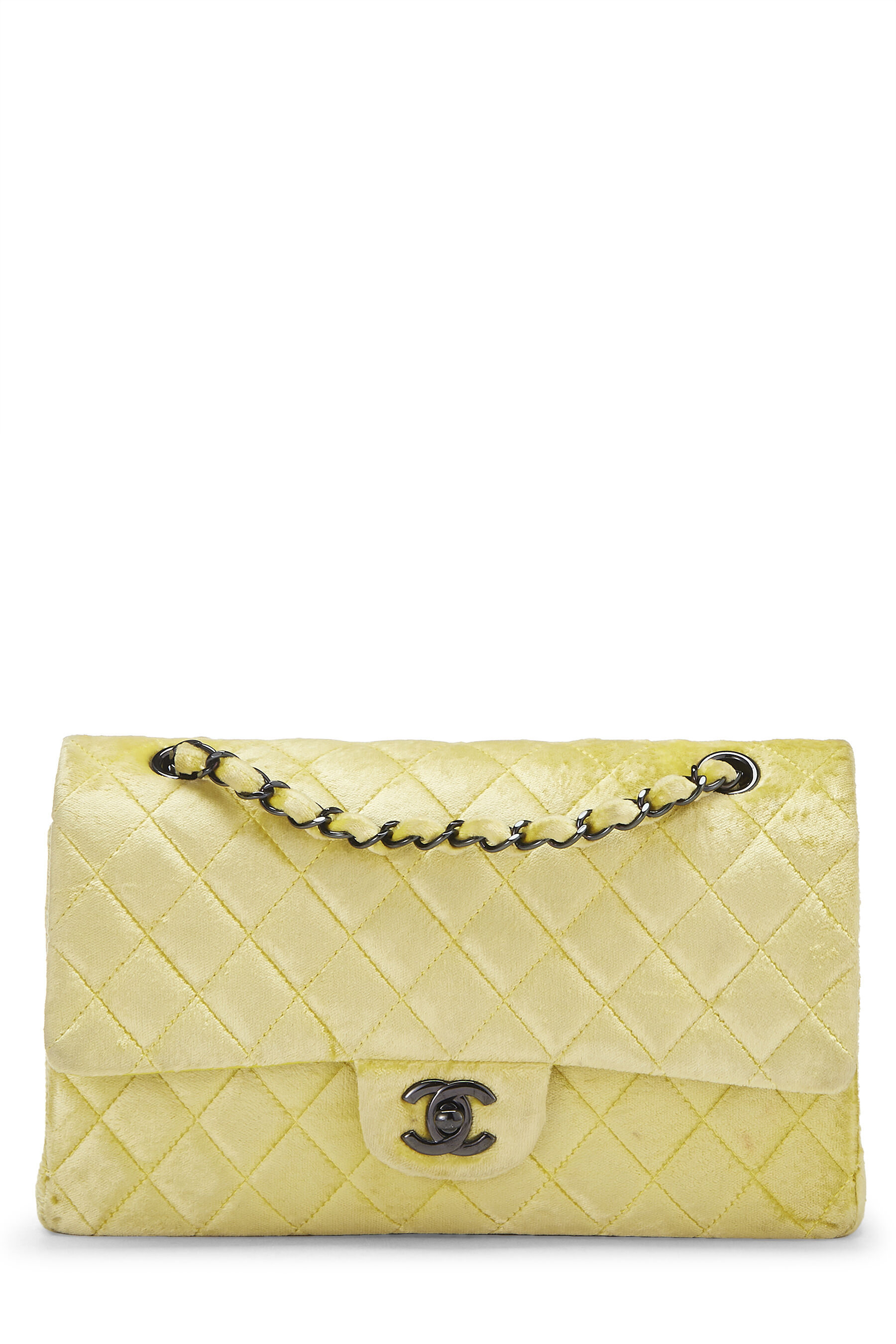 Chanel Classic Double Flap Bag Quilted Lambskin Small Yellow 54710138